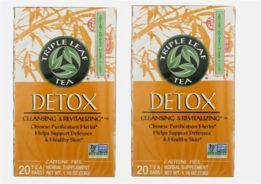 2 Boxes – Triple Leaf Detox Tea Cleansing & Revitalizing 20 Tea Bags each 6/28