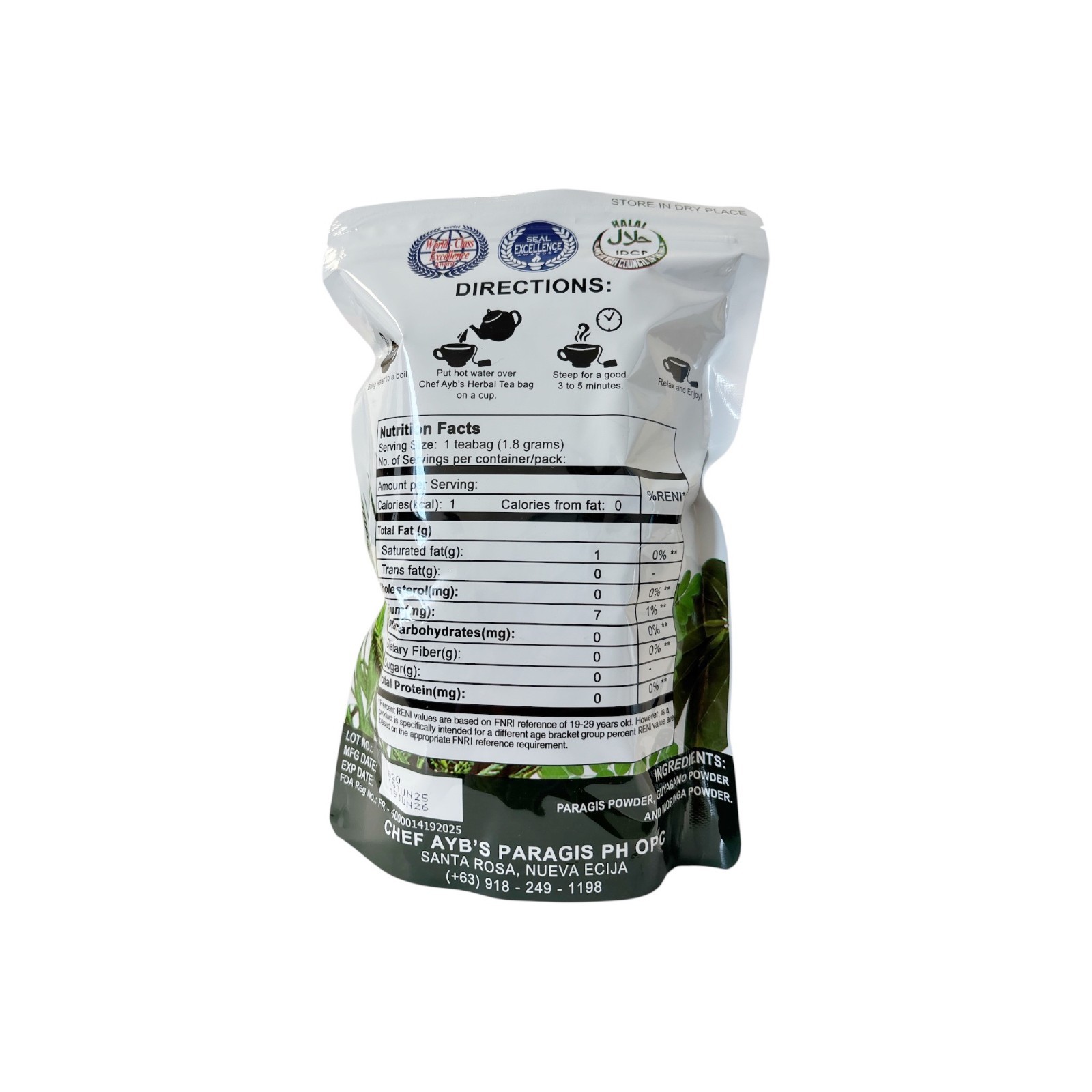 Chef Ayb Paragis Gold 900mg 60 Caps + Paragis Moringa & Guyabano Tea 20 Sachets