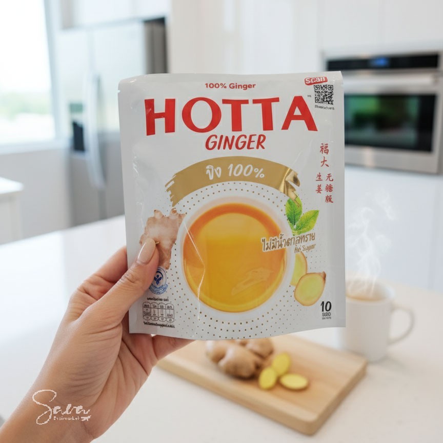 Hotta 100% Ginger No Sugar Instant Herbal Drink Relieve Cold Symptoms 7g x 10pcs