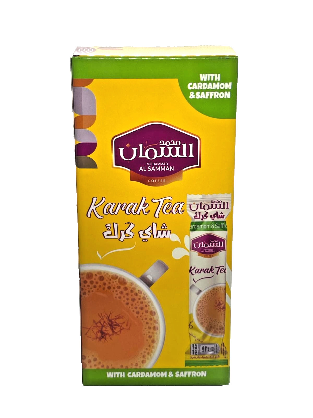 Sachets Packs of AL Samman Karak Tea with Cardamom and Saffron Sugar Add 20gm