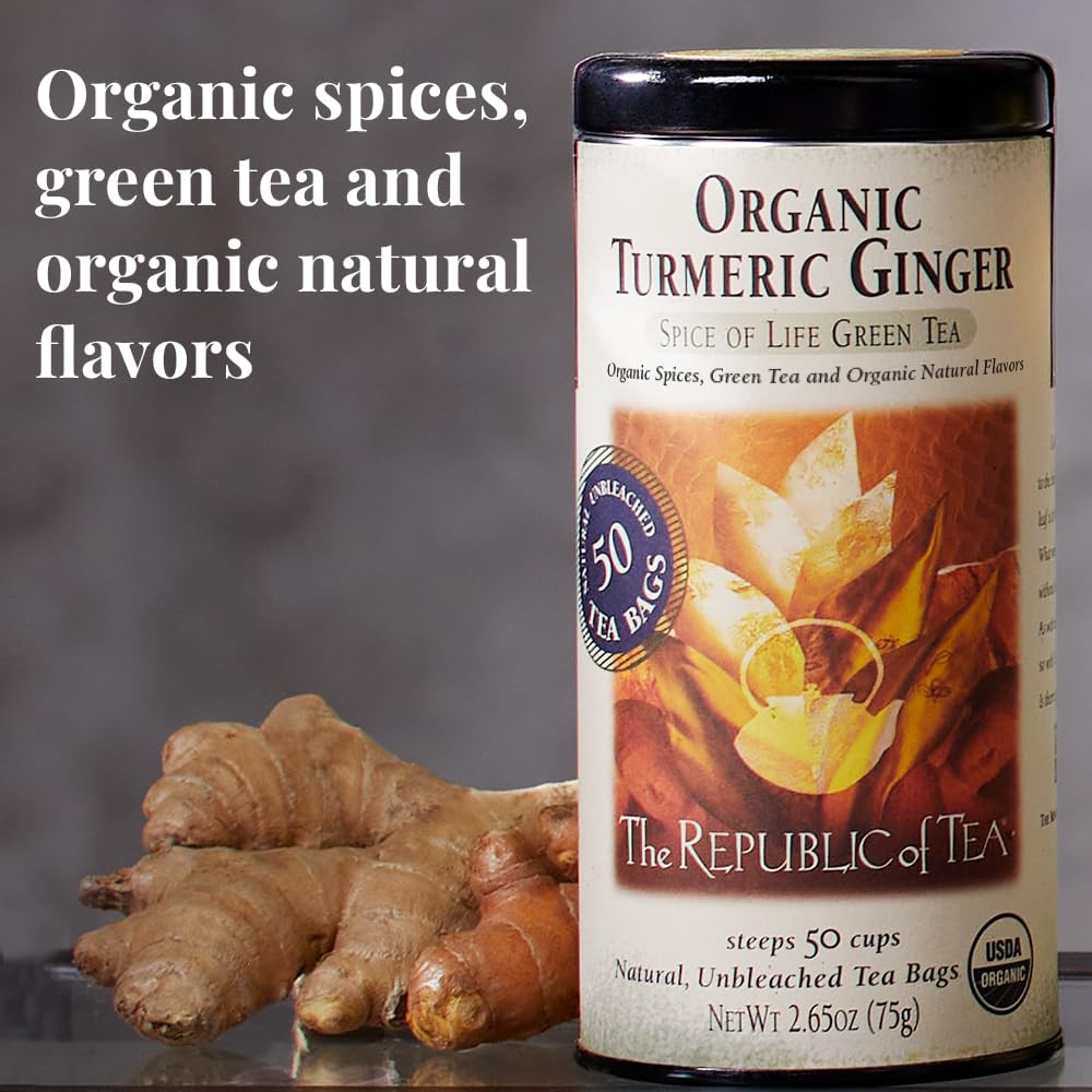 Organic Turmeric Ginger Green Tea – 250 Naturally Caffeinated Tea Bags