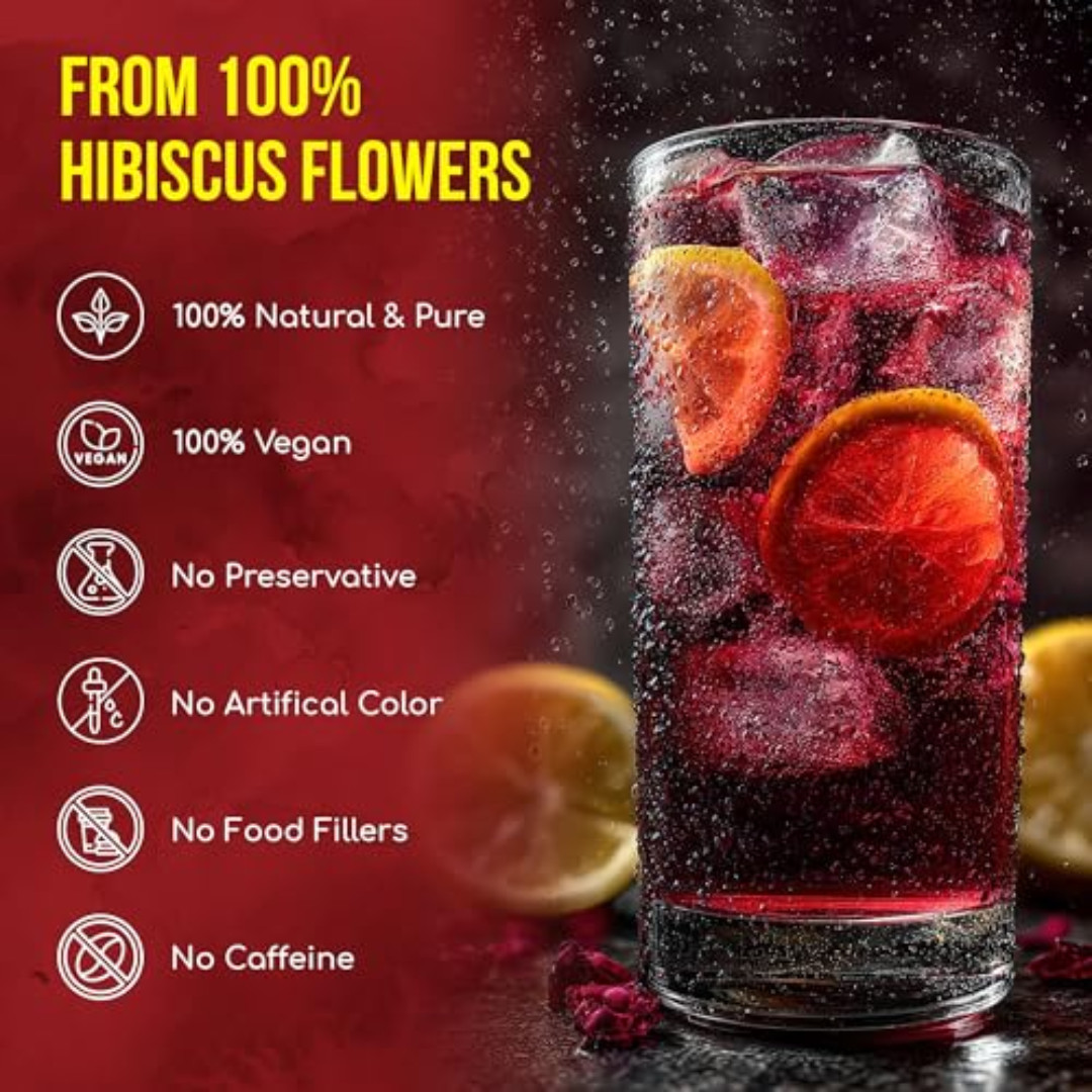 , Premium 140 Hibiscus Flowers Tea Bags, 100% Natural, Handmade & Pure from Hibi