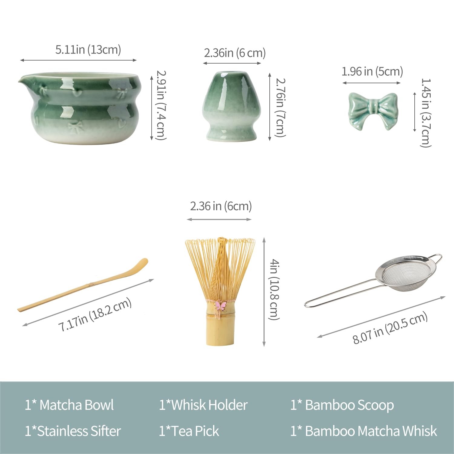 Matcha Kit 7-Pcs matcha whisk set, Measuring Spoon, Japanese Tea Making Tools…