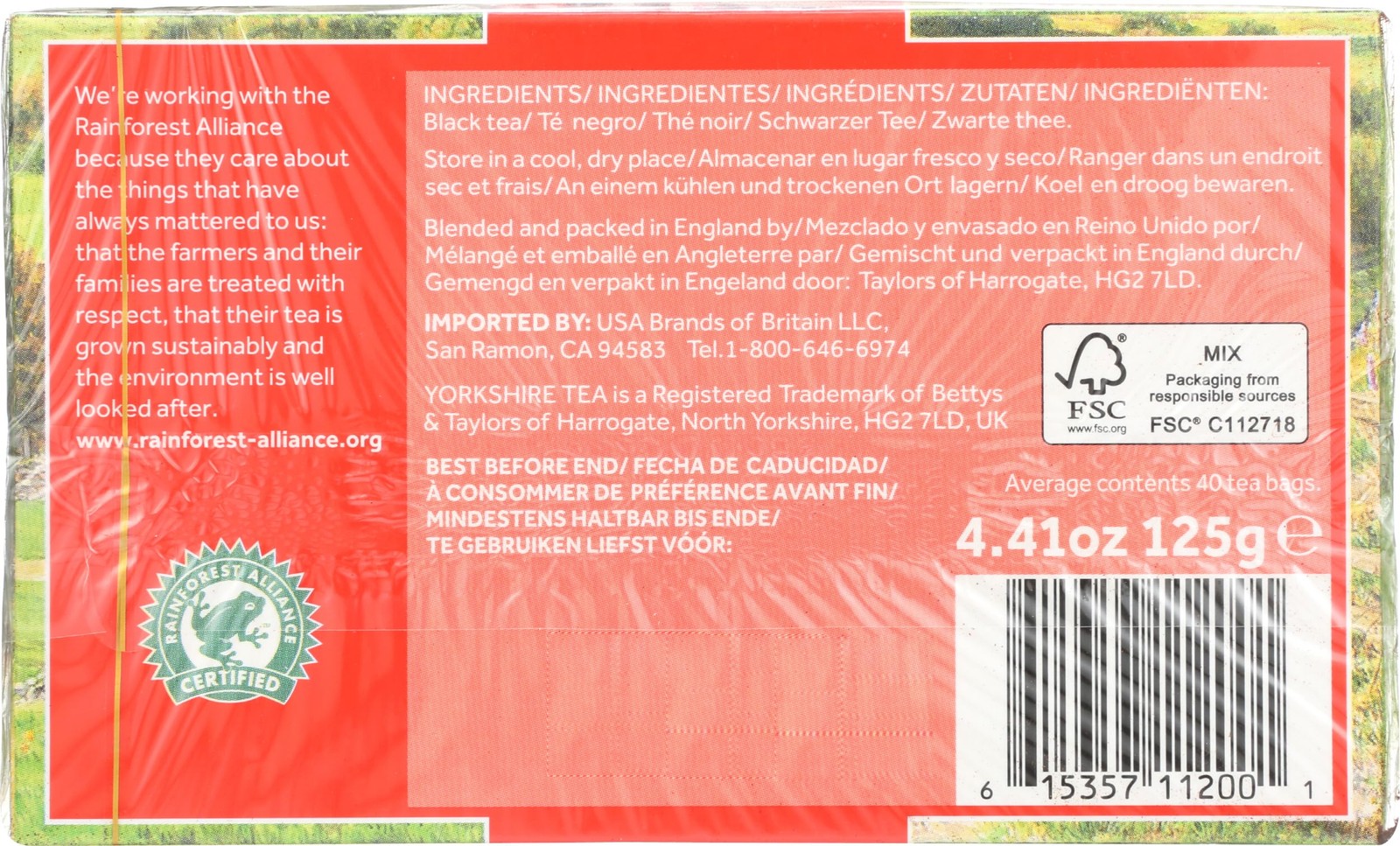 Taylors Of Harrogate, Tea Yorkshire, Red, 40 Tea Bags