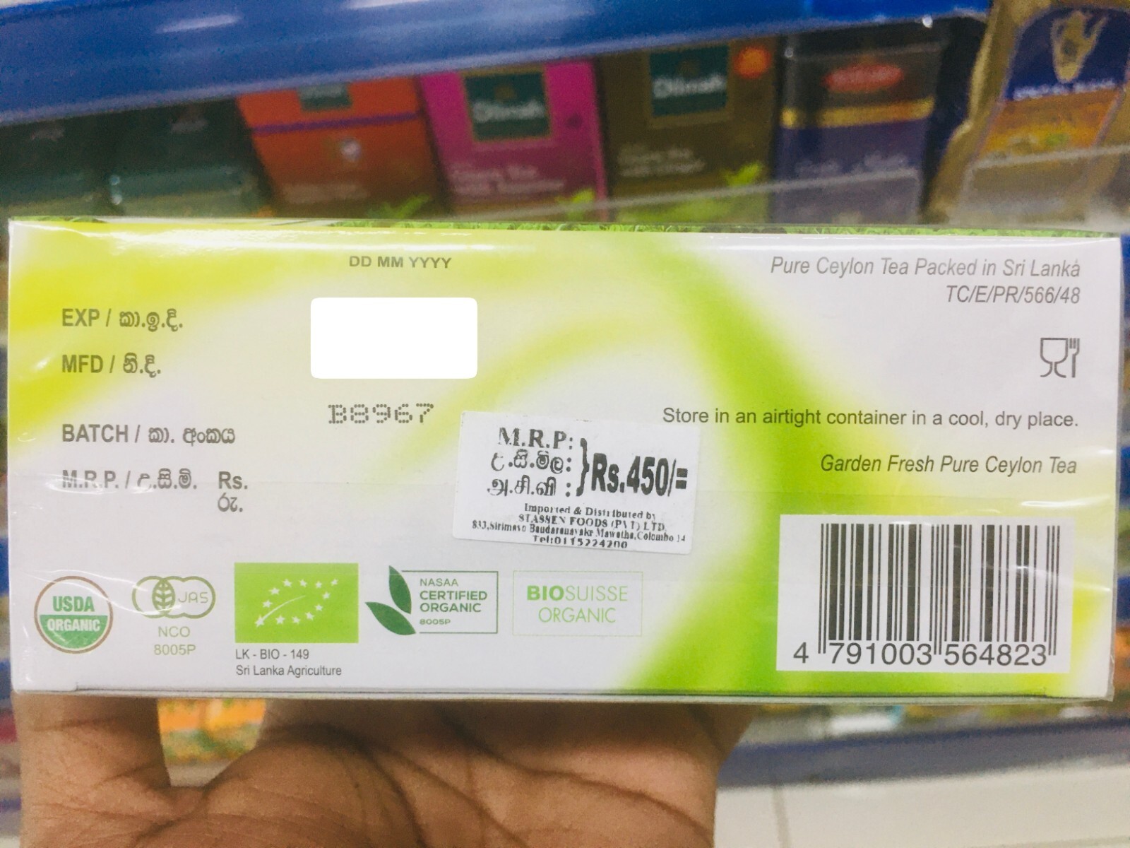Stassen ORGANIC Pure Ceylon Green Tea Premium Quality Natural Green Tea