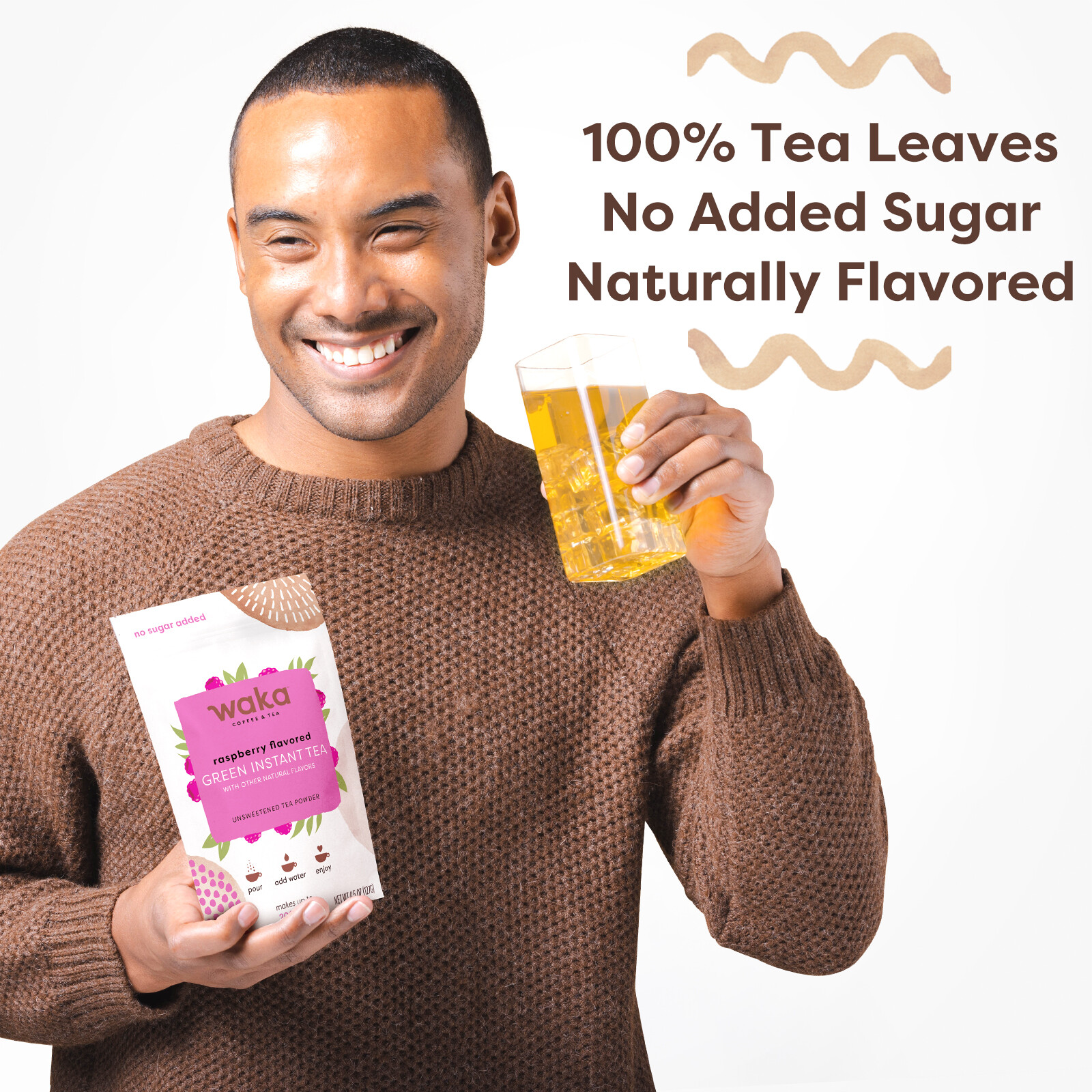Waka Coffee Quality Instant Tea, Kenyan & Chinese, Raspberry Green Tea Powder
