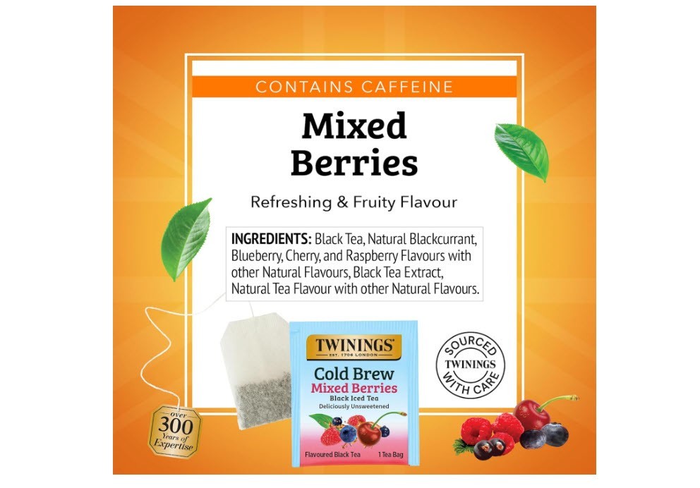 Twinings Mixed Berries Cold Brew Iced Tea Bags, 20 Count (Pack of 6) EXP 2/9/26
