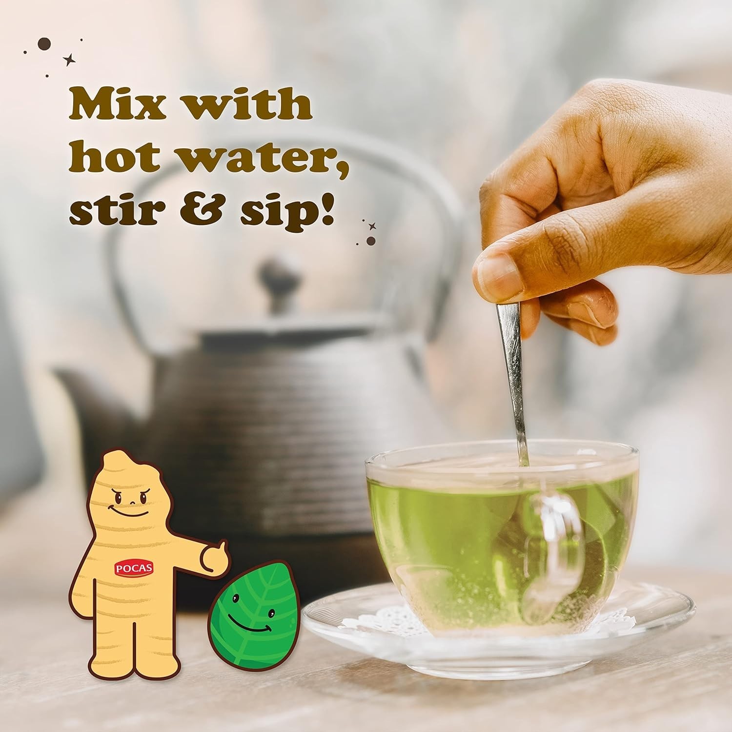 Honey Ginger Instant Tea Powder, Green Tea Flavor, Ginger Extract & Real Swee…