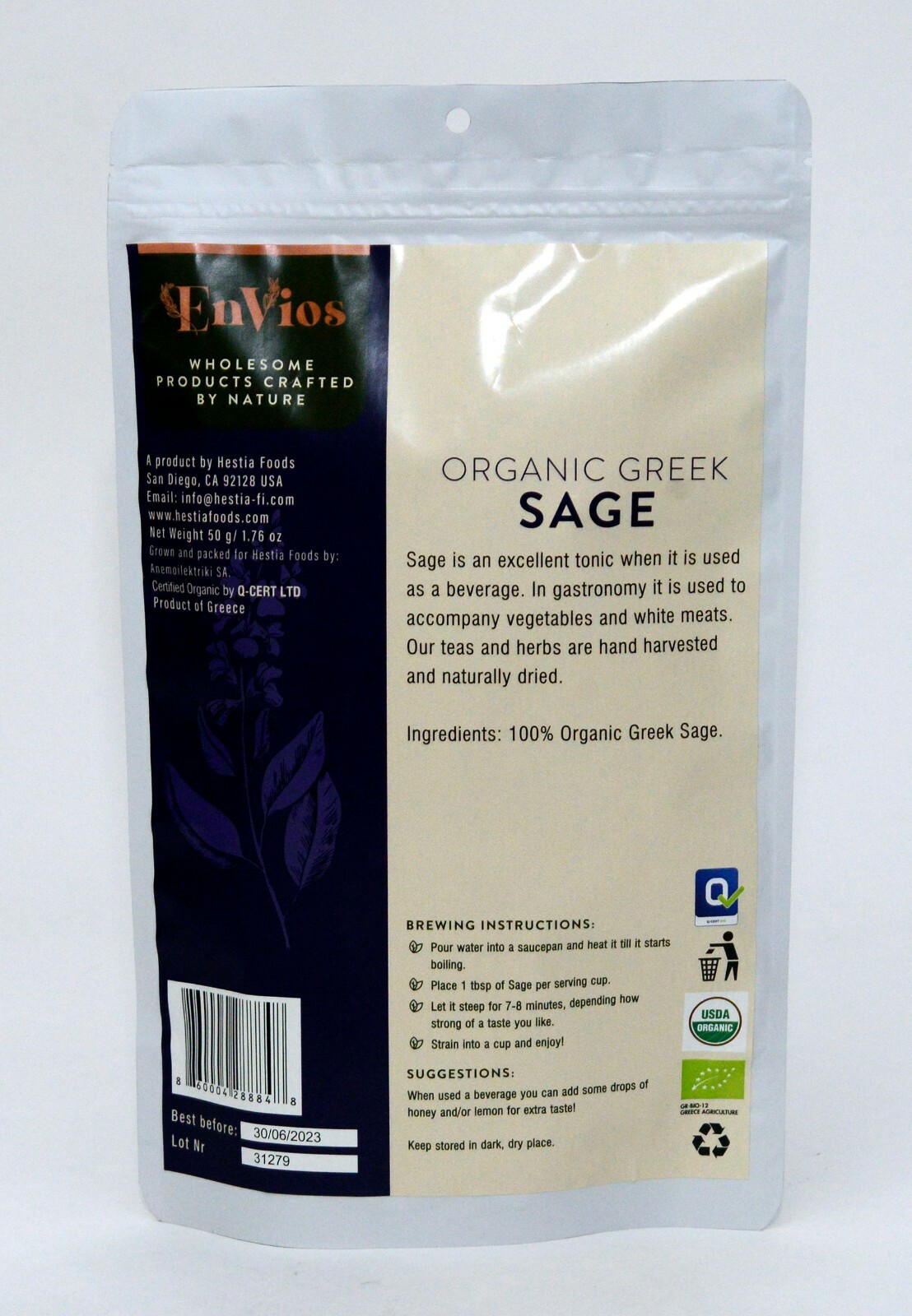 Organic Greek Sage, By EnVios 50g / 1.76 oz.