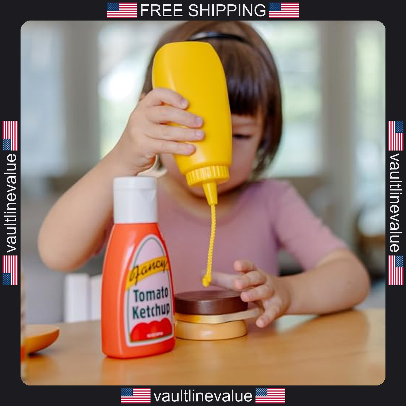 Melissa & Doug 5-Piece Favorite Condiments Play Food Set Play Ketchup and