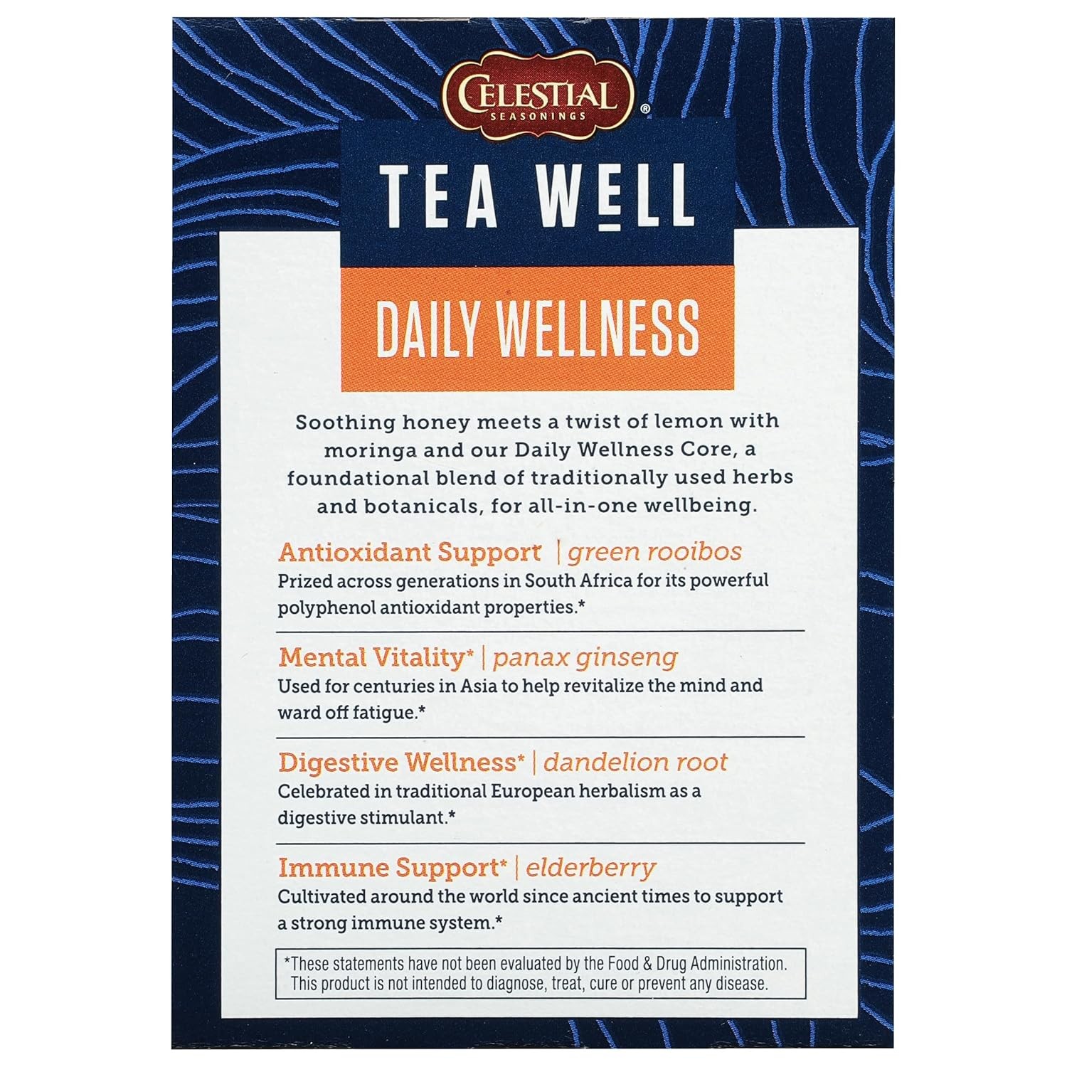 Celestial Seasonings TeaWell Herbal Tea, Daily Wellness, Organic Honey Lemon, 12