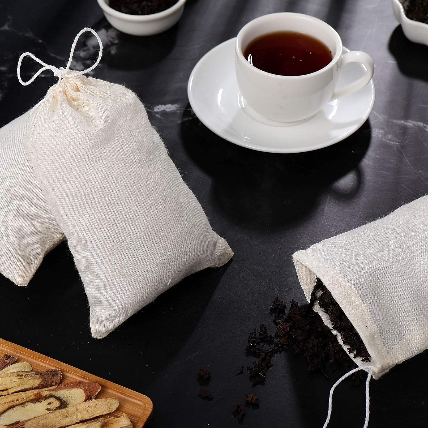 50 Pcs Cheese Cloth Tea Bags 4 x 6 Inch Straining Reusable Tea Filter Loose