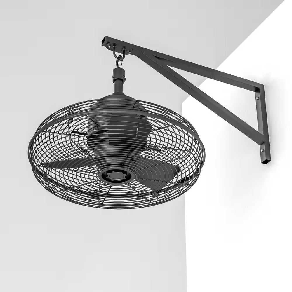 18″ Indoor/Wet Outdoor 3-Speed Portable Fan Matte Black w/ Hanging Hook