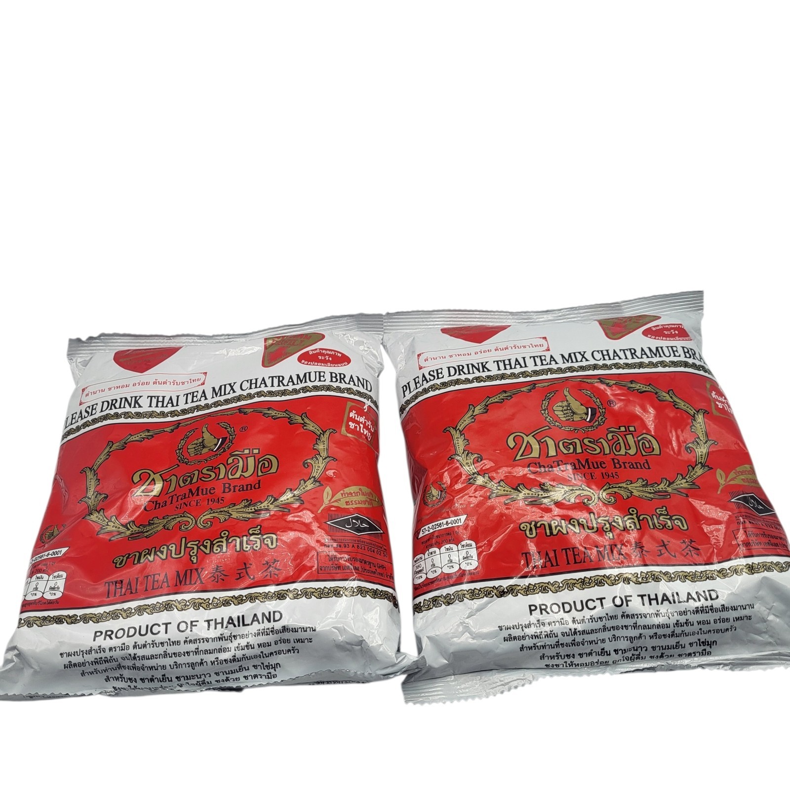 ChaTraMue Number One Thai Tea 2 Bags 400g Red Label Original Thai Tea Mix