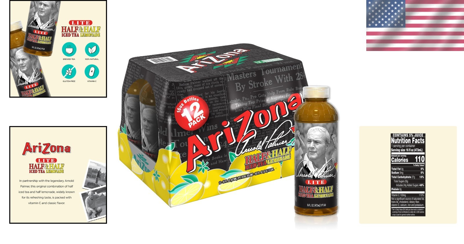 Arnold Palmer Half and Half – 12 Pack of 16 Fl Oz Bottles – Refreshing Iced Tea