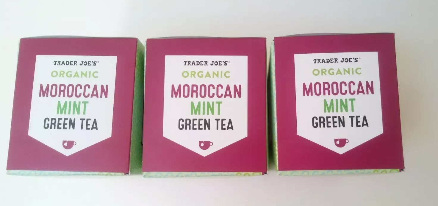 3 Pack Trader Joe’s Organic Moroccan Mint Green Tea 20 Bags 1.27 oz ea 60 Ct