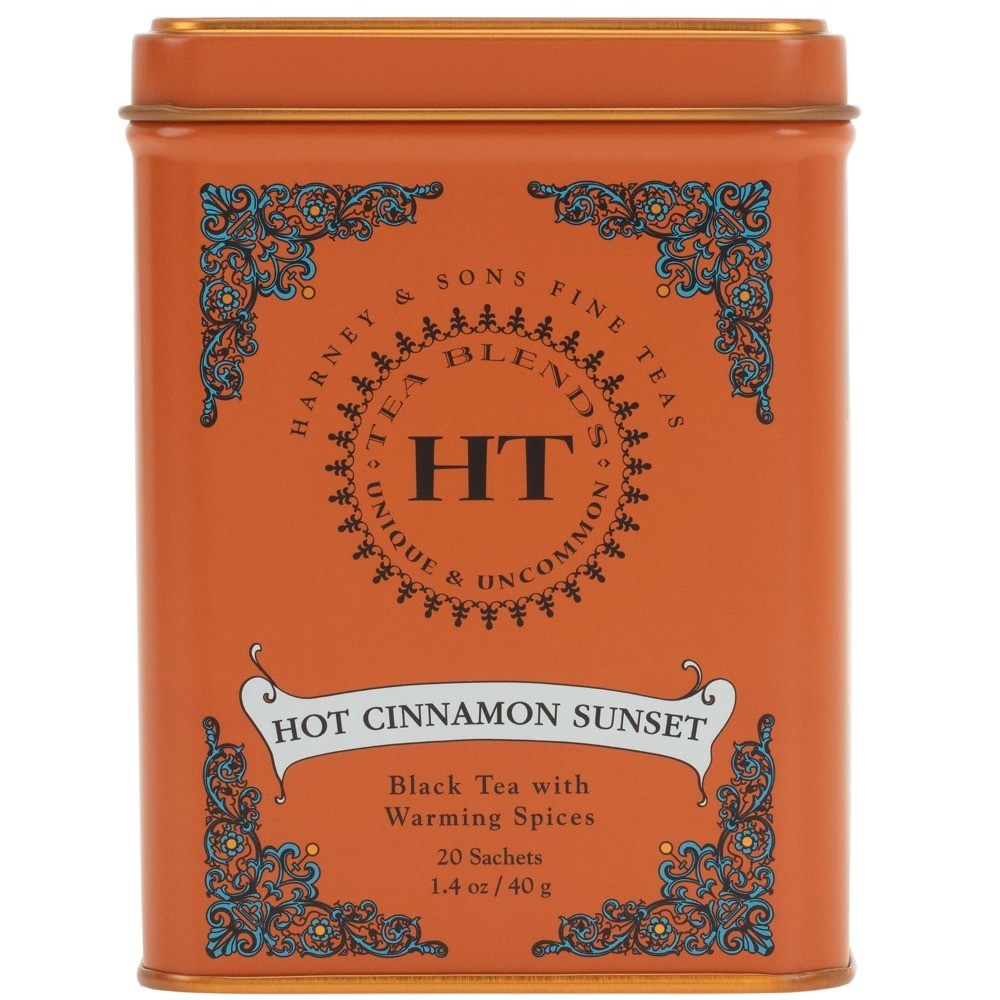 Hot Cinnamon Sunset Black Tea with Orange and Cloves 20 Sachets Tin