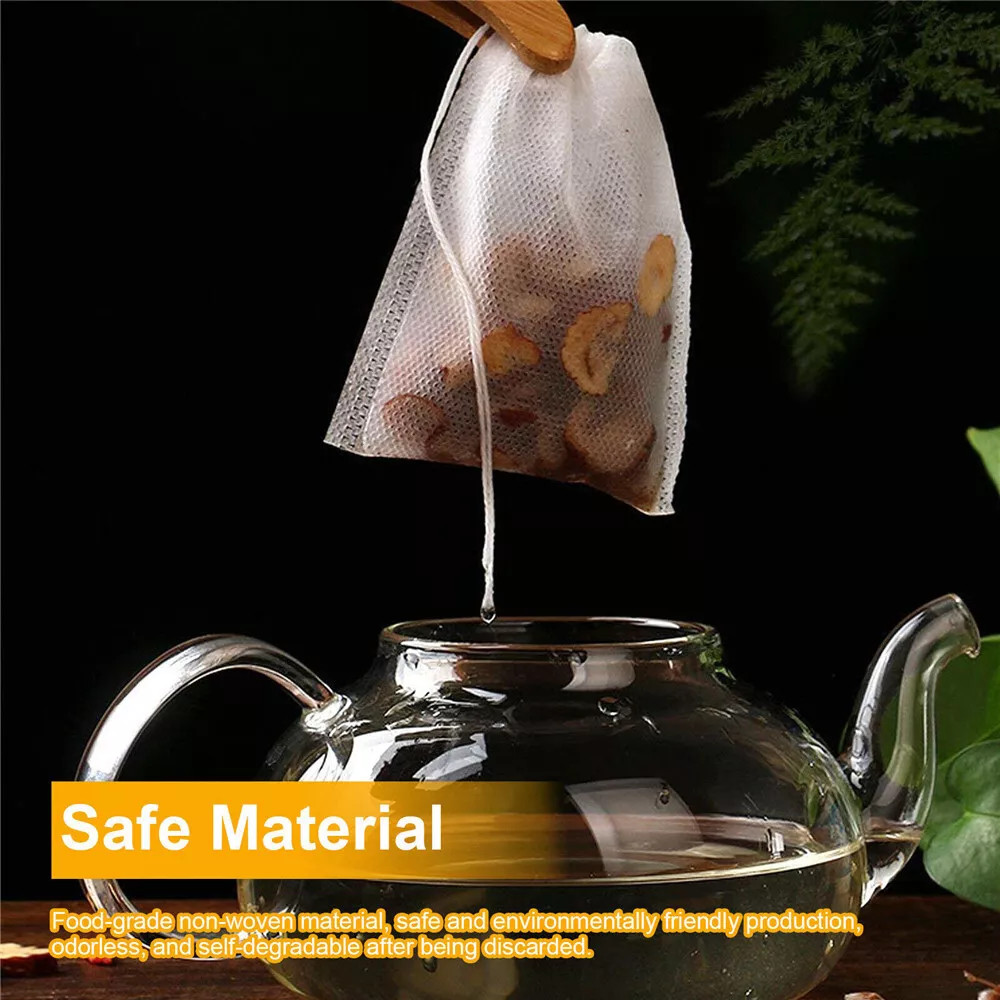 Disposable Tea Bags Bulk for Loose Leaf Tea Drawstring Empty Coffee Sachets Filt