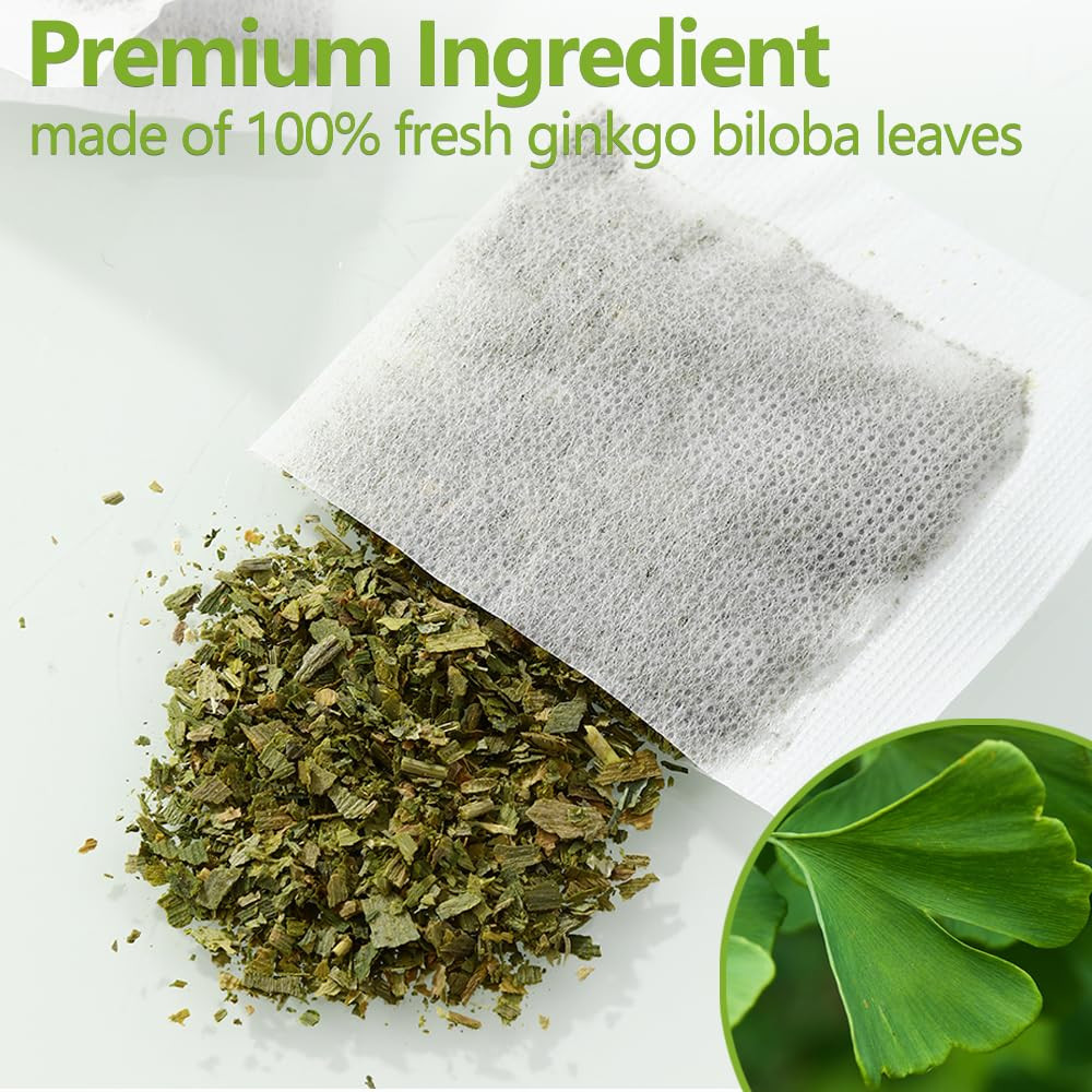 Premium 40 Ginkgo Biloba Tea Bags, Made with 100% Natural Ginkgo Biloba Leaves,