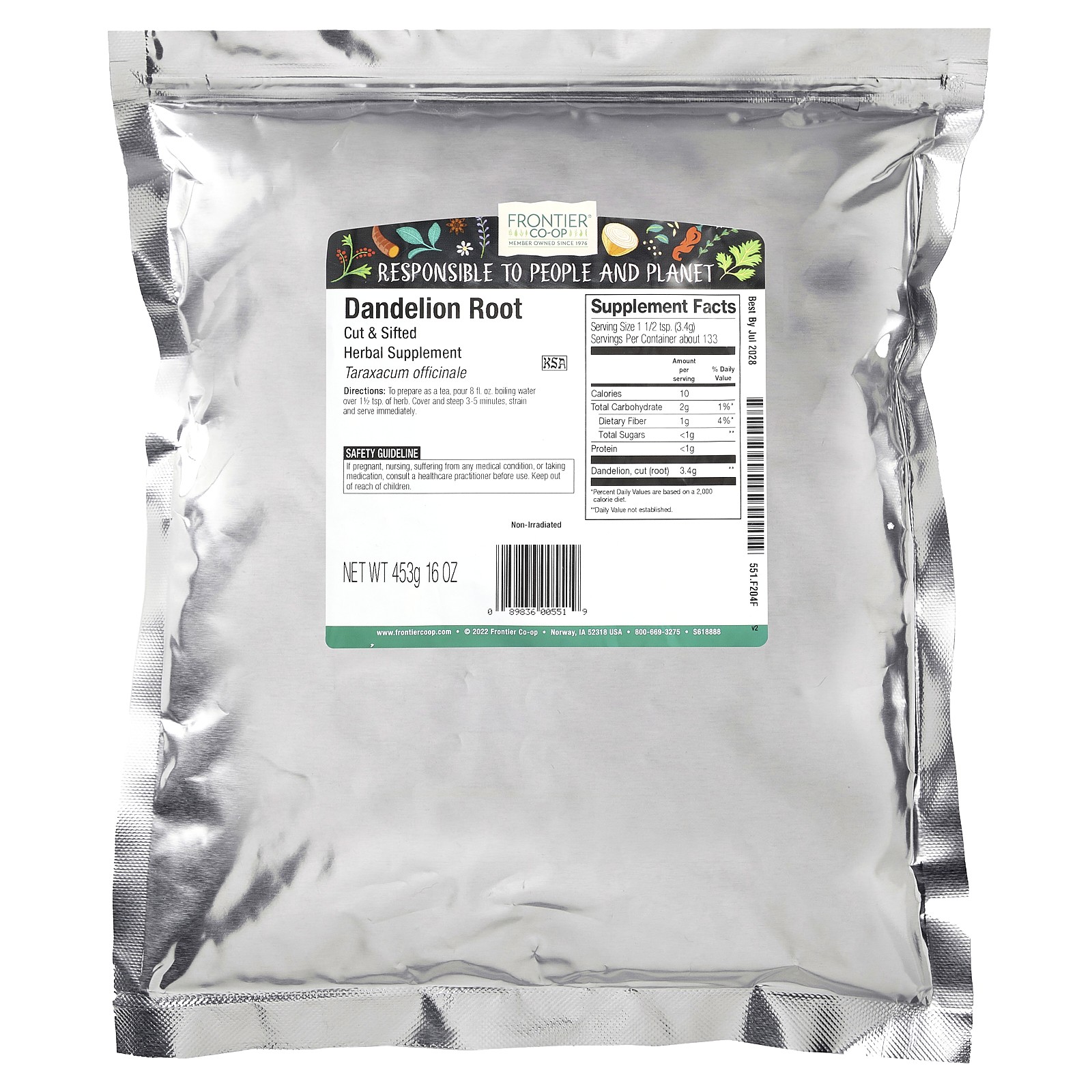 Cut & Sifted Dandelion Root, 16 oz (453 g)