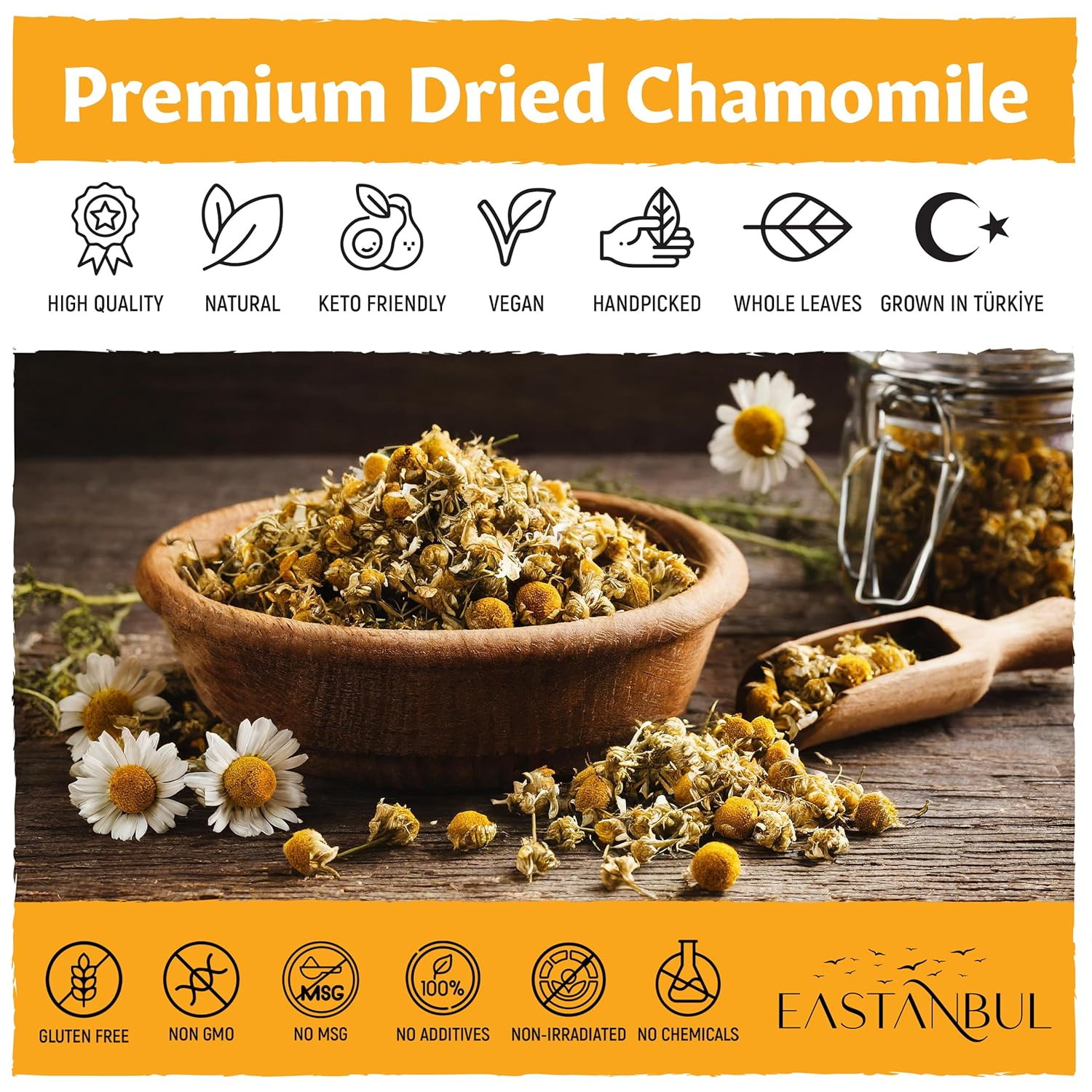 Chamomile Flowers Loose Dried, 3.5Oz, Dried Chamomile Tea Loose Leaf, Flor De Ma