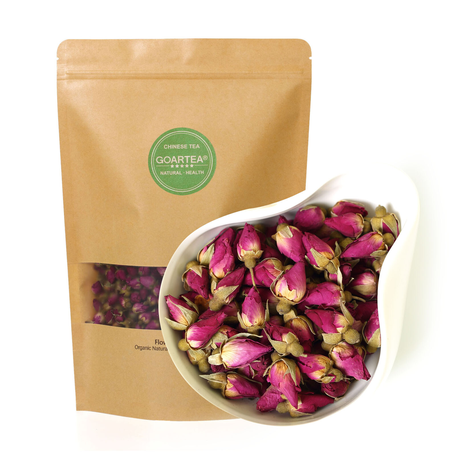 GOARTEA Natural Red Rose Bud Dried Edible Petal Flower Chinese Flora Herbal Tea