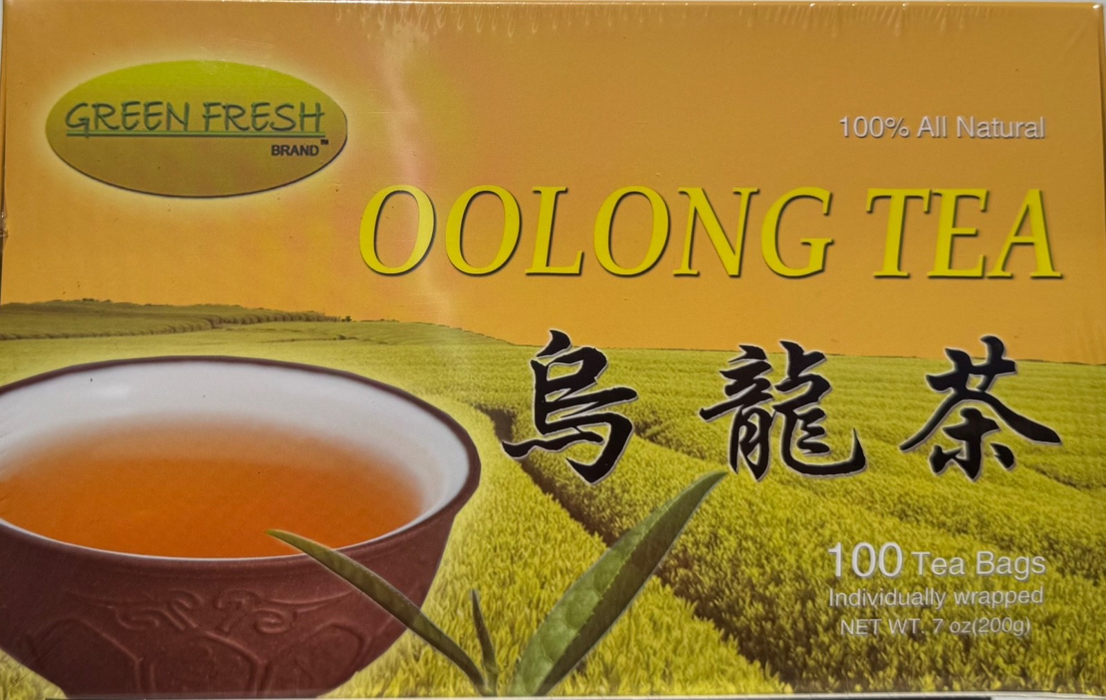 Green Fresh 100-Count Oolong Tea Bags 100% Natural Handpicked from Fujiang 7oz