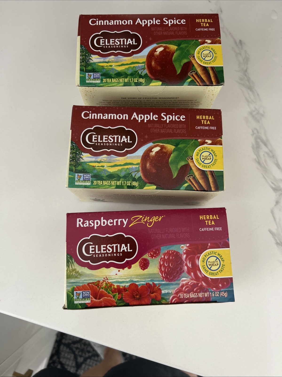 Raspberry Zinger And Apple Cinnamon Herbal Tea, Caffeine Free, 60bags