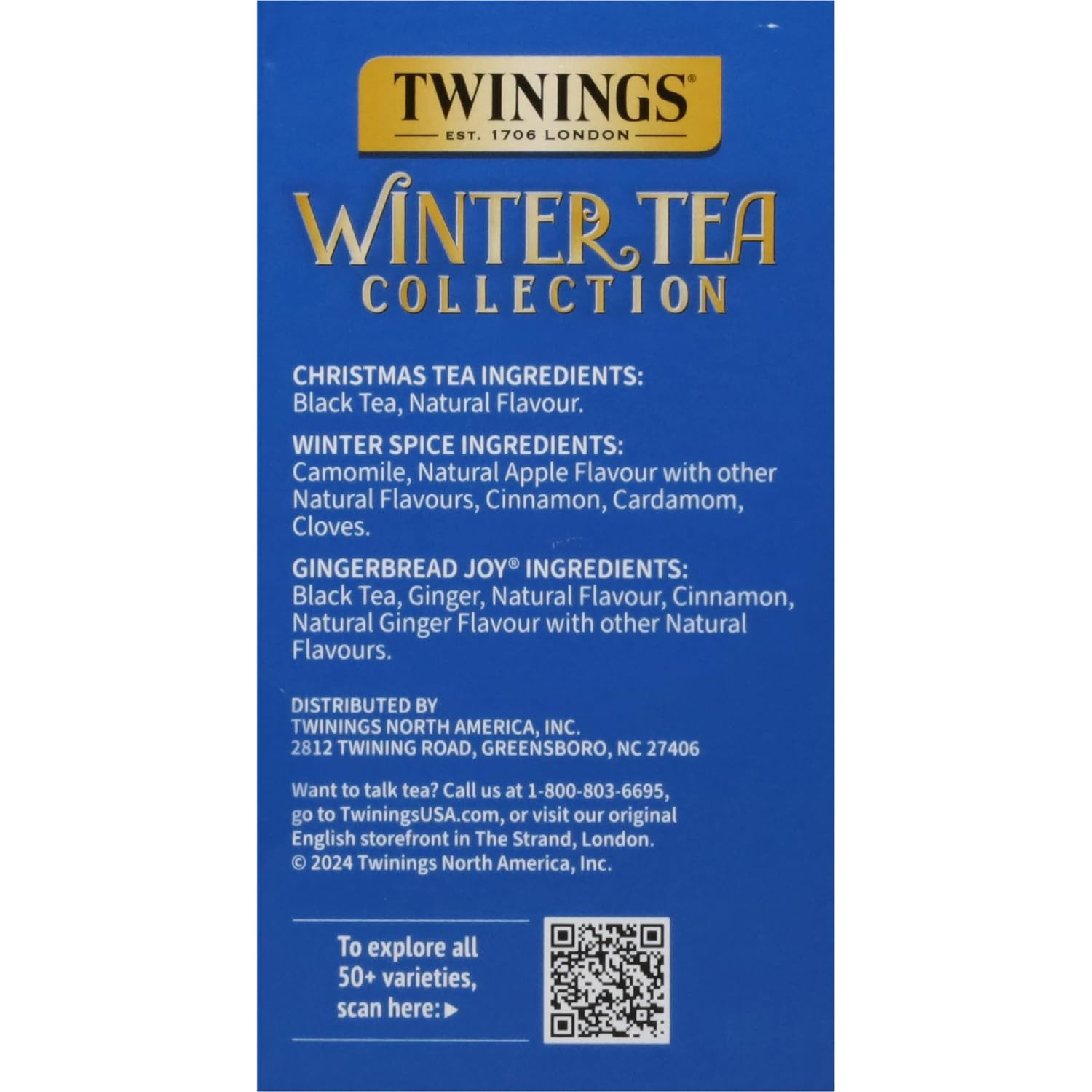 Winter Tea Collection, Limited Edition Holiday Gift Box, 20 Count (Pack of 3), I