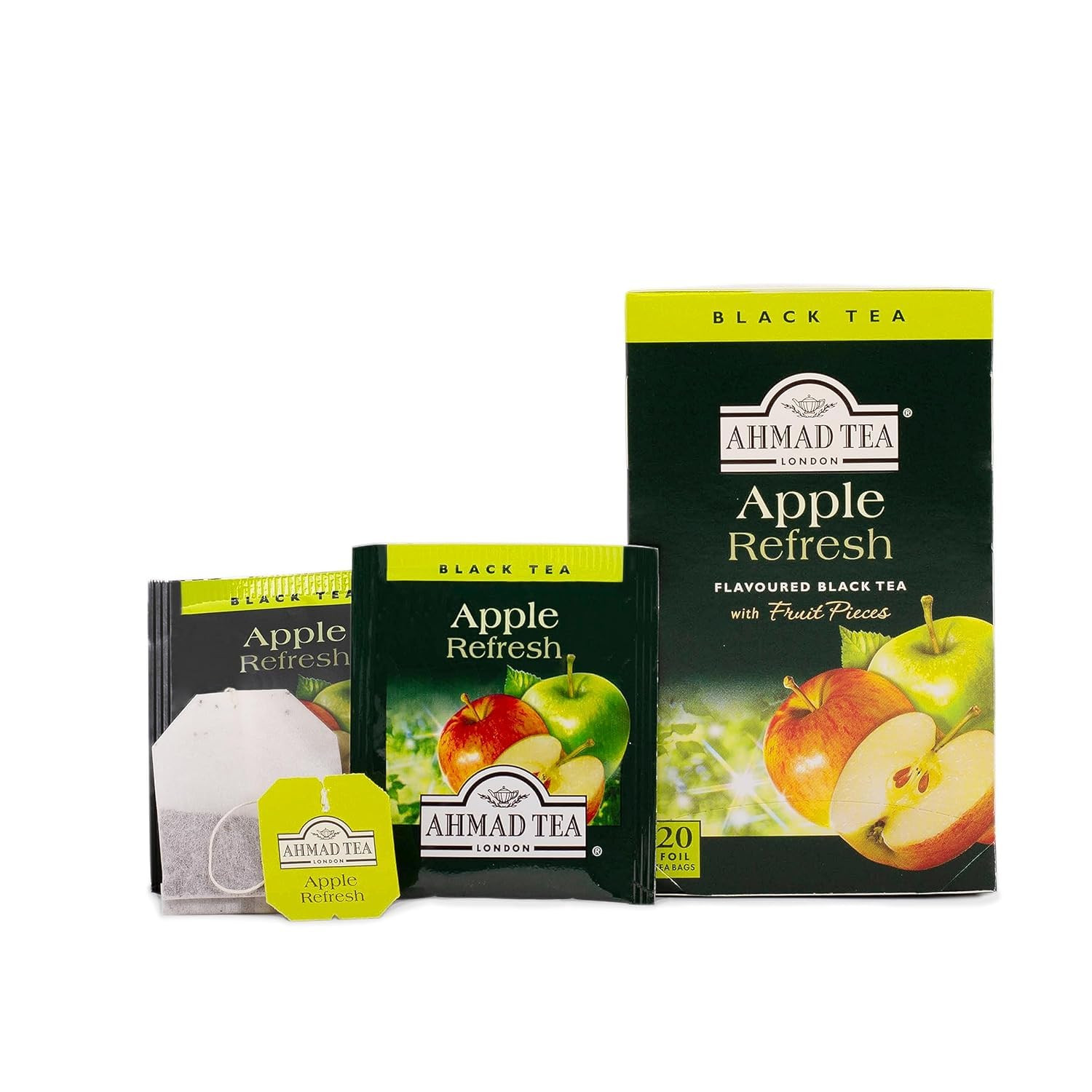 Ahmad Tea Apple Refresh 20 Count Black Tea Bags Naturally Caffeinated Sugar Free