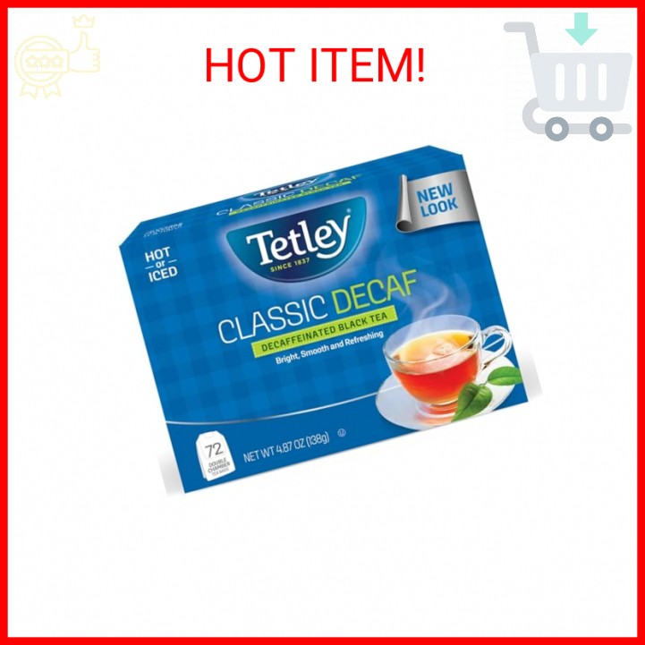 Tetley, Decaffeinated Classic Black Tea Bags, 72 Count