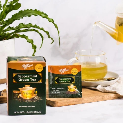Peppermint Green Tea Herbal Tea, 18 Tea Bags Each Box -Prince of Peace