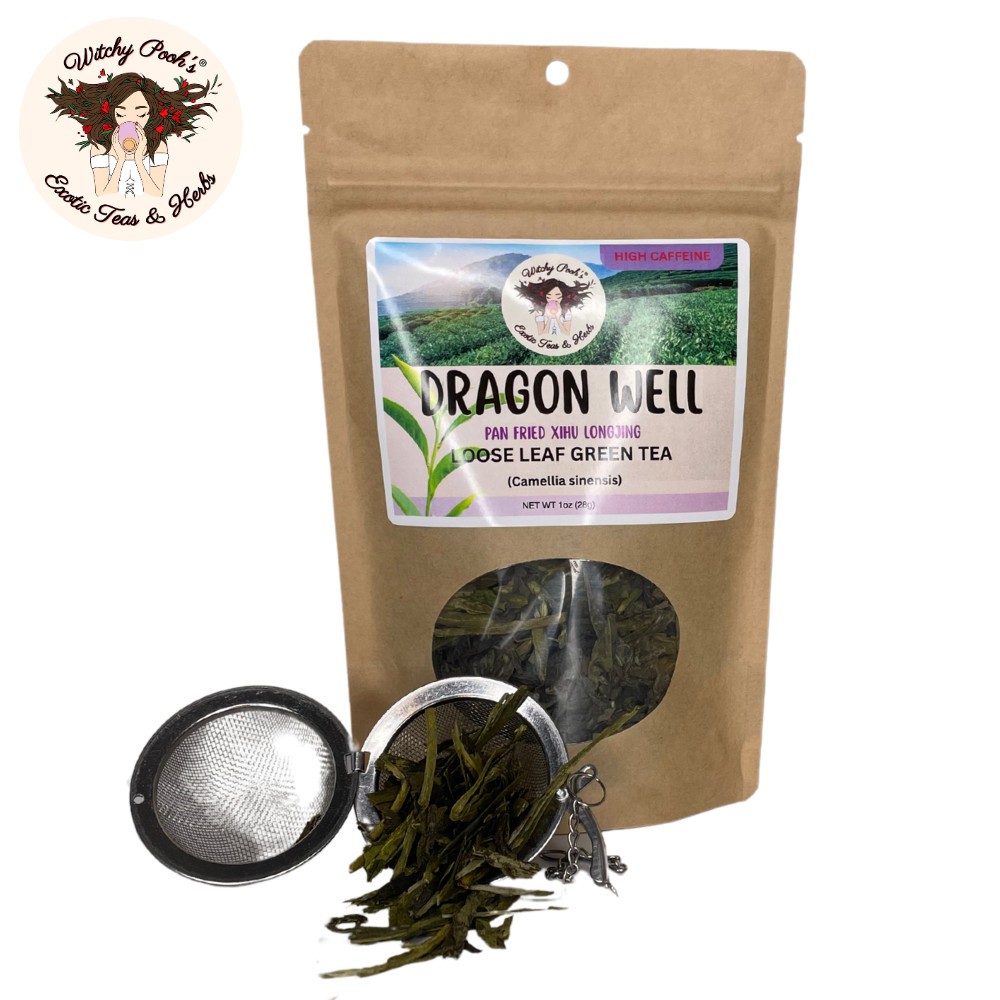 Dragon Well Loose Leaf Green Tea, High Caffeine Equal to Coffee