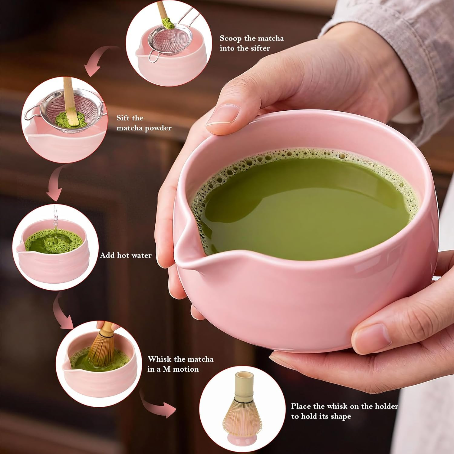 Matcha Whisk Set 8 Pcs Matcha Kit Ceramic Matcha Set Includes Matcha Whisk