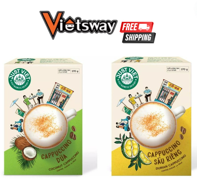 Vietnamese Coconut & Durian Cappuccino JustViet Coffee 170 & 200 Grams VietsWay