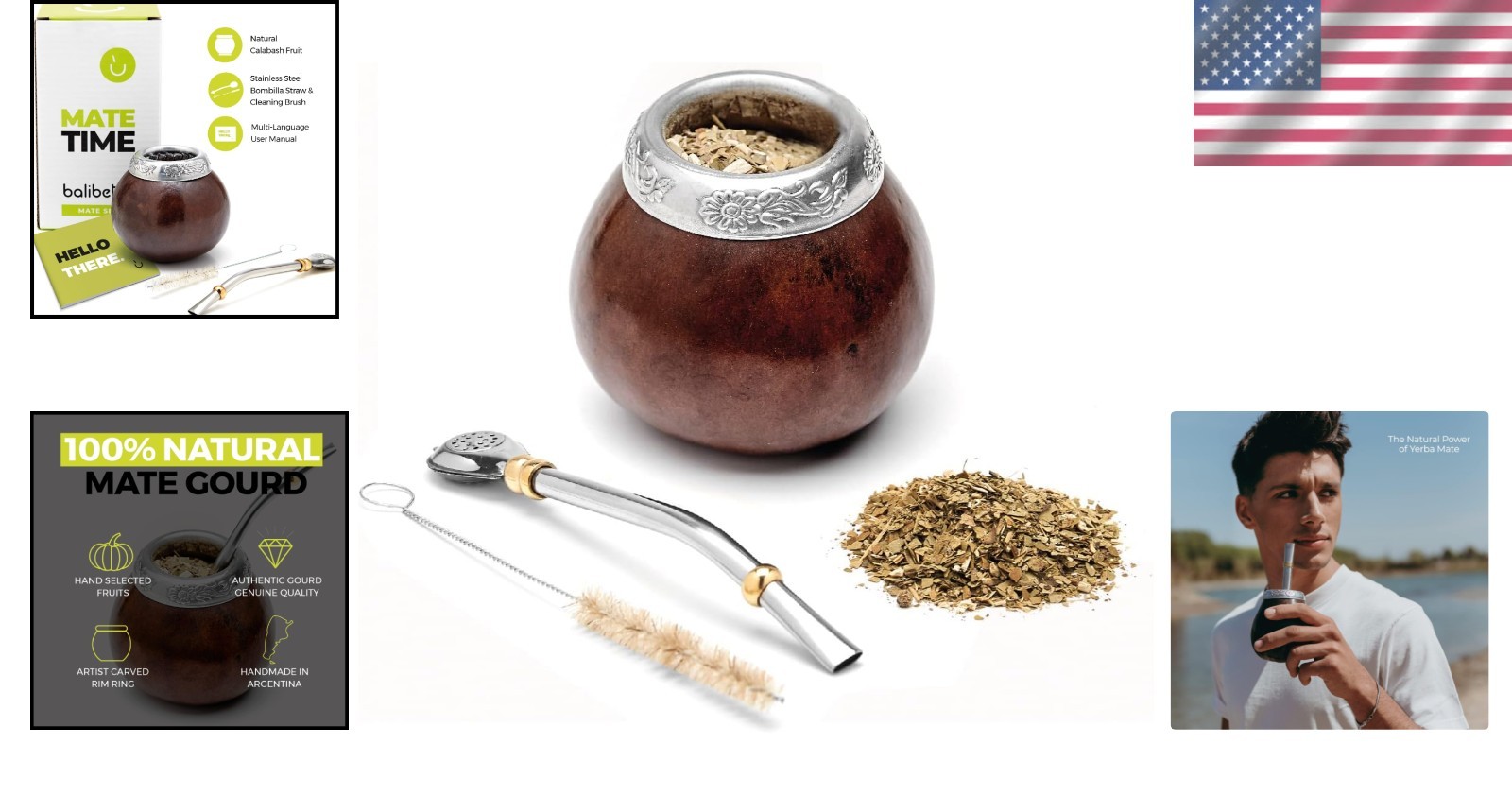 7 oz Yerba Mate Gourd Set with Bombilla Straw – Eco-Friendly Handcrafted Gift