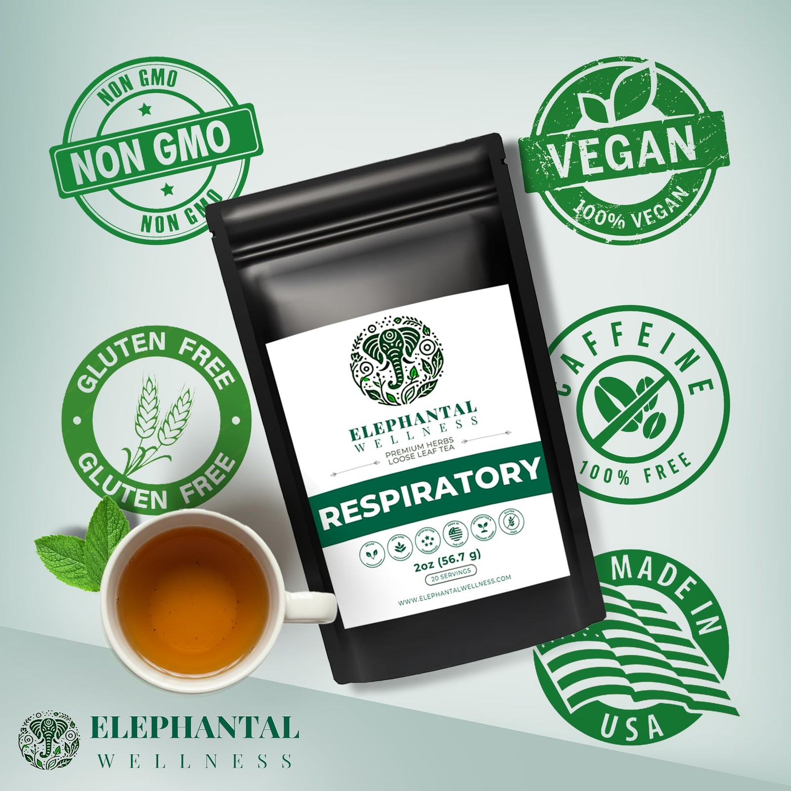 Elephantal Wellness Premium Respiratory Herbal Tea | Lung Detox, Mucus Cleans…