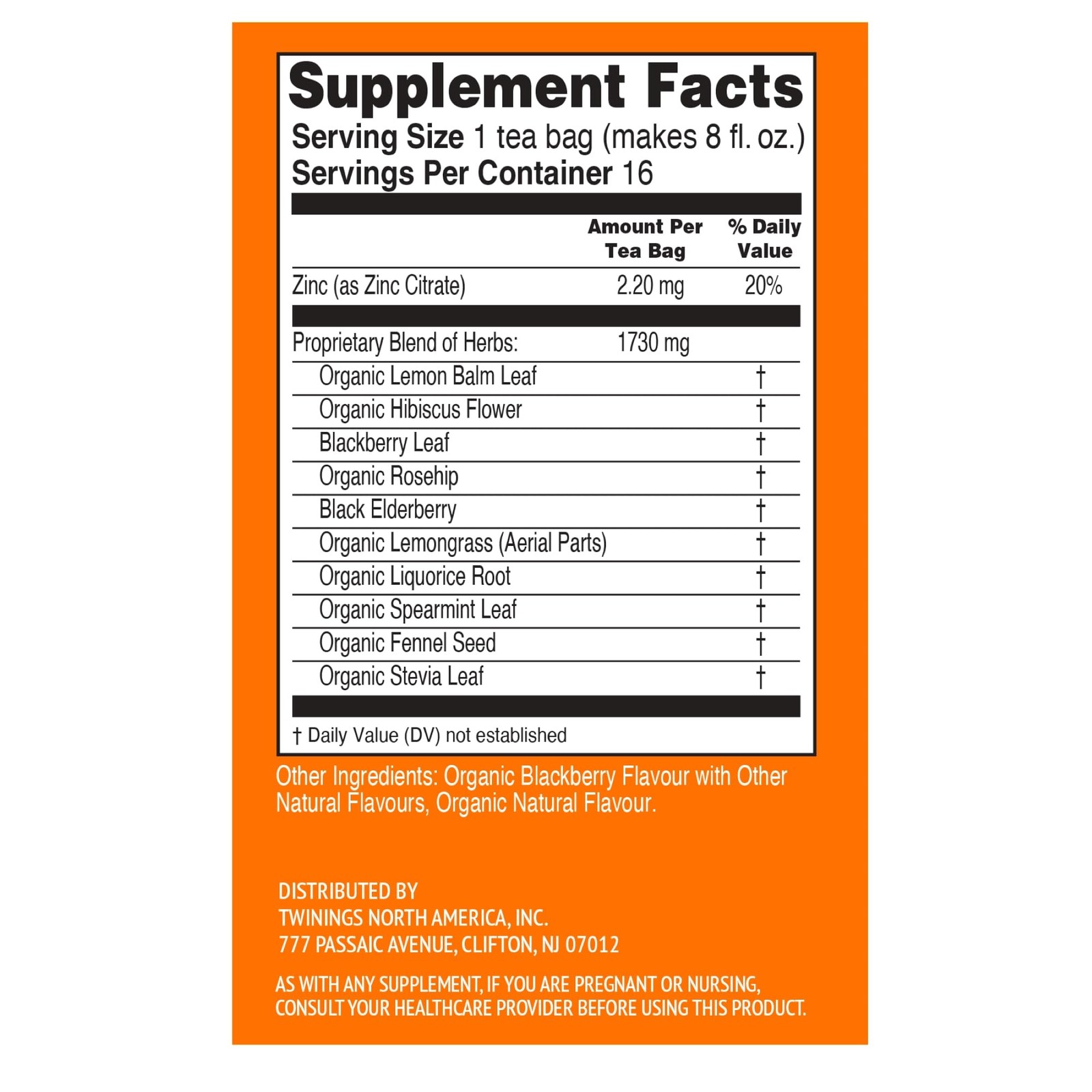 Twinings Herbal Tea 16 Count Pack of 6 Immune Support Blackberry Elderberry