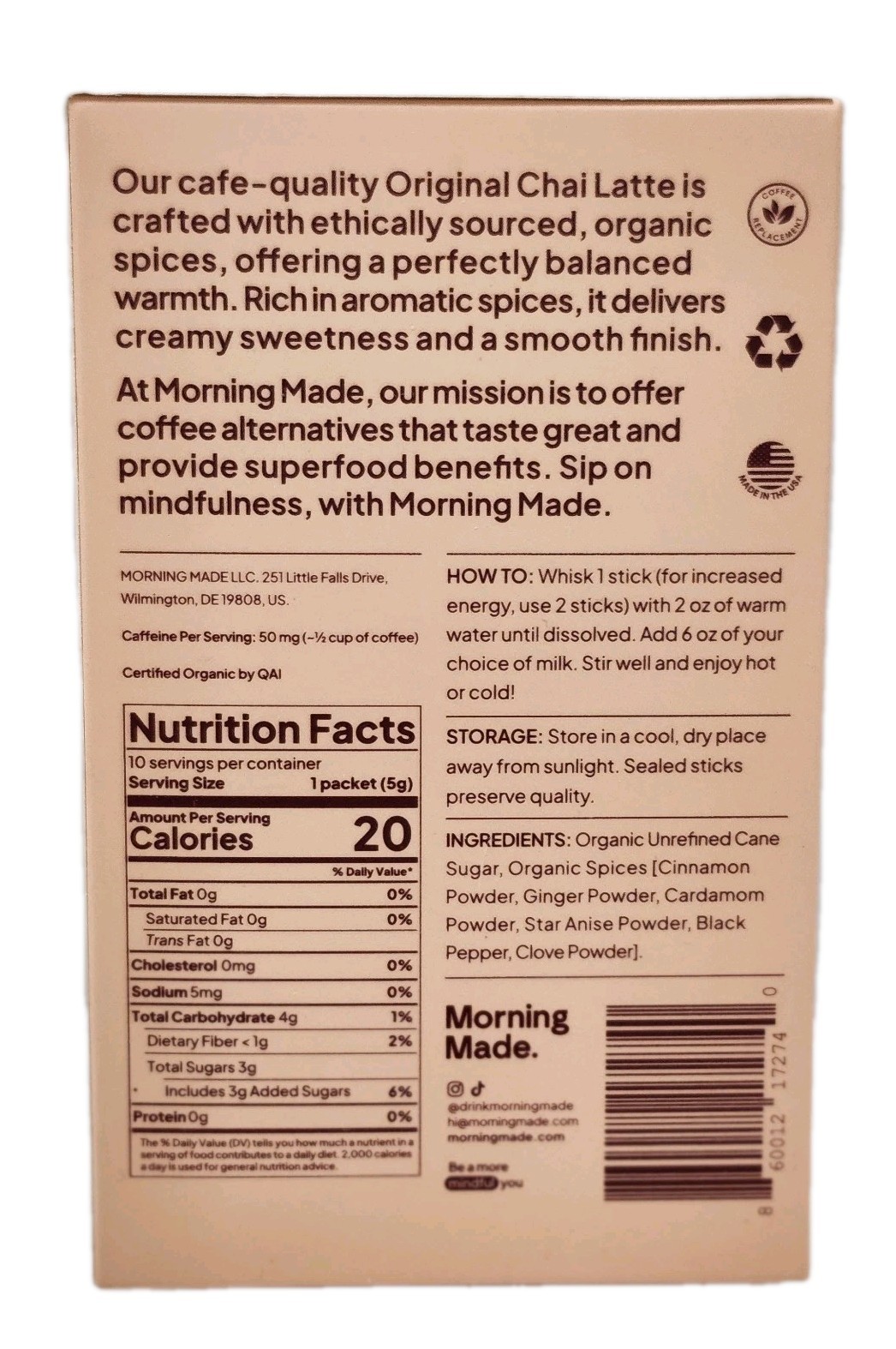Morning Made Matcha, Turmeric & Chai Latte 10 Serving Organic 3 Pk Tea