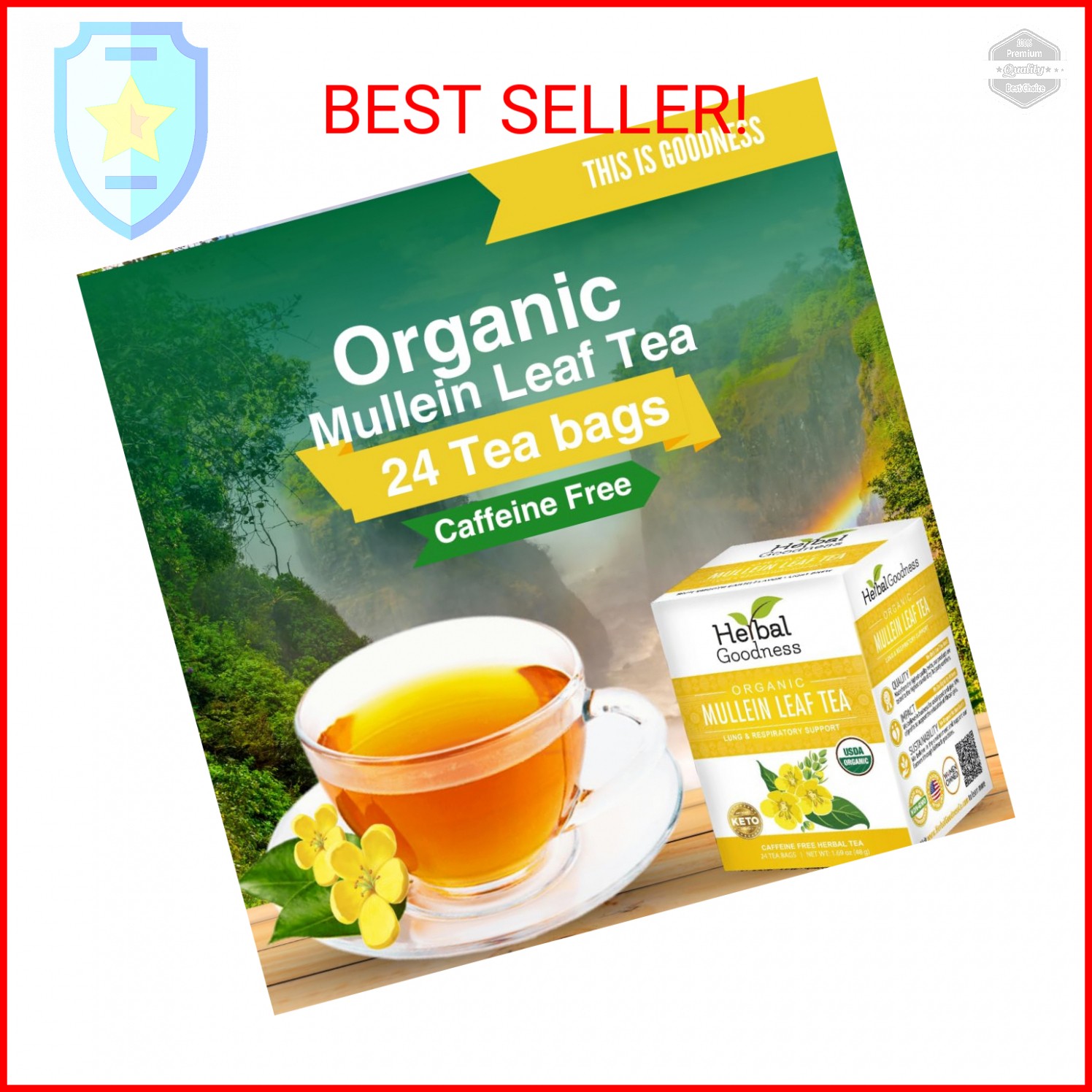 Mullein Leaf Tea – Organic Mullein Tea Bags For Lungs, Respiratory Health, Diges