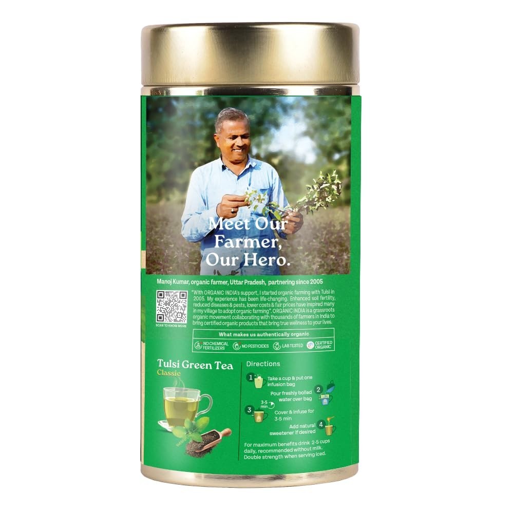 Organic India Tulsi Green Tea Classic Loose Leaves – 100gm