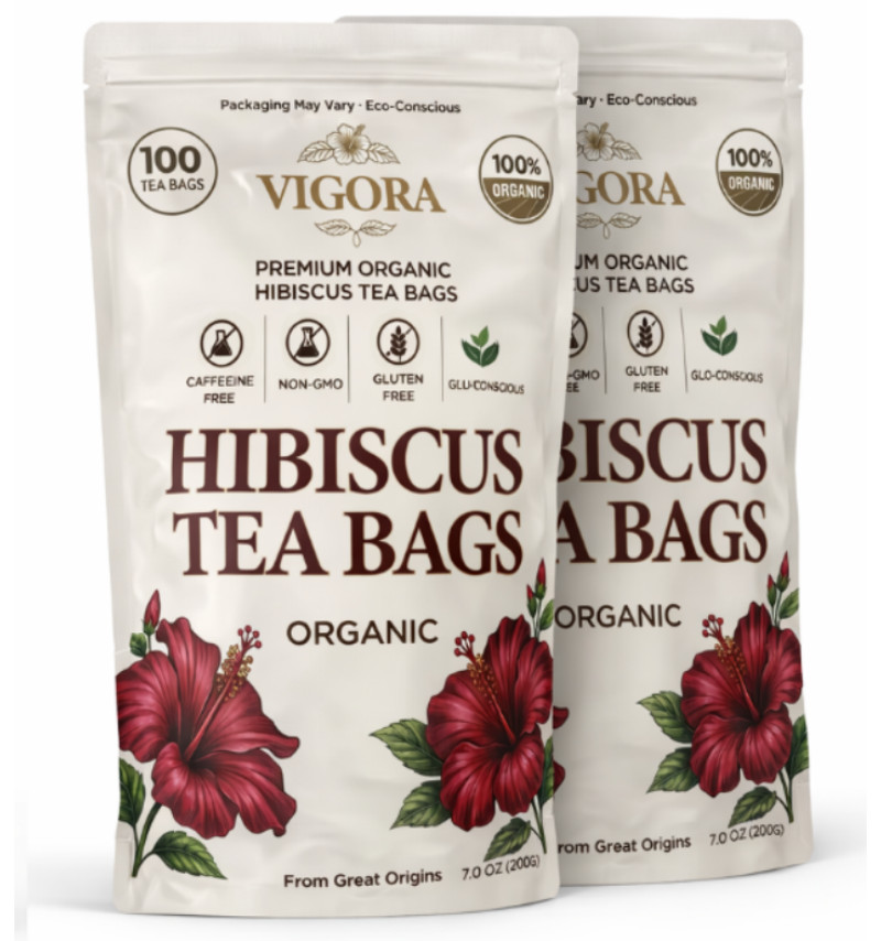 Hibiscus Tea Bags 100 Count – 100% Pure Natural Dried Hibiscus Flowers No Sugar