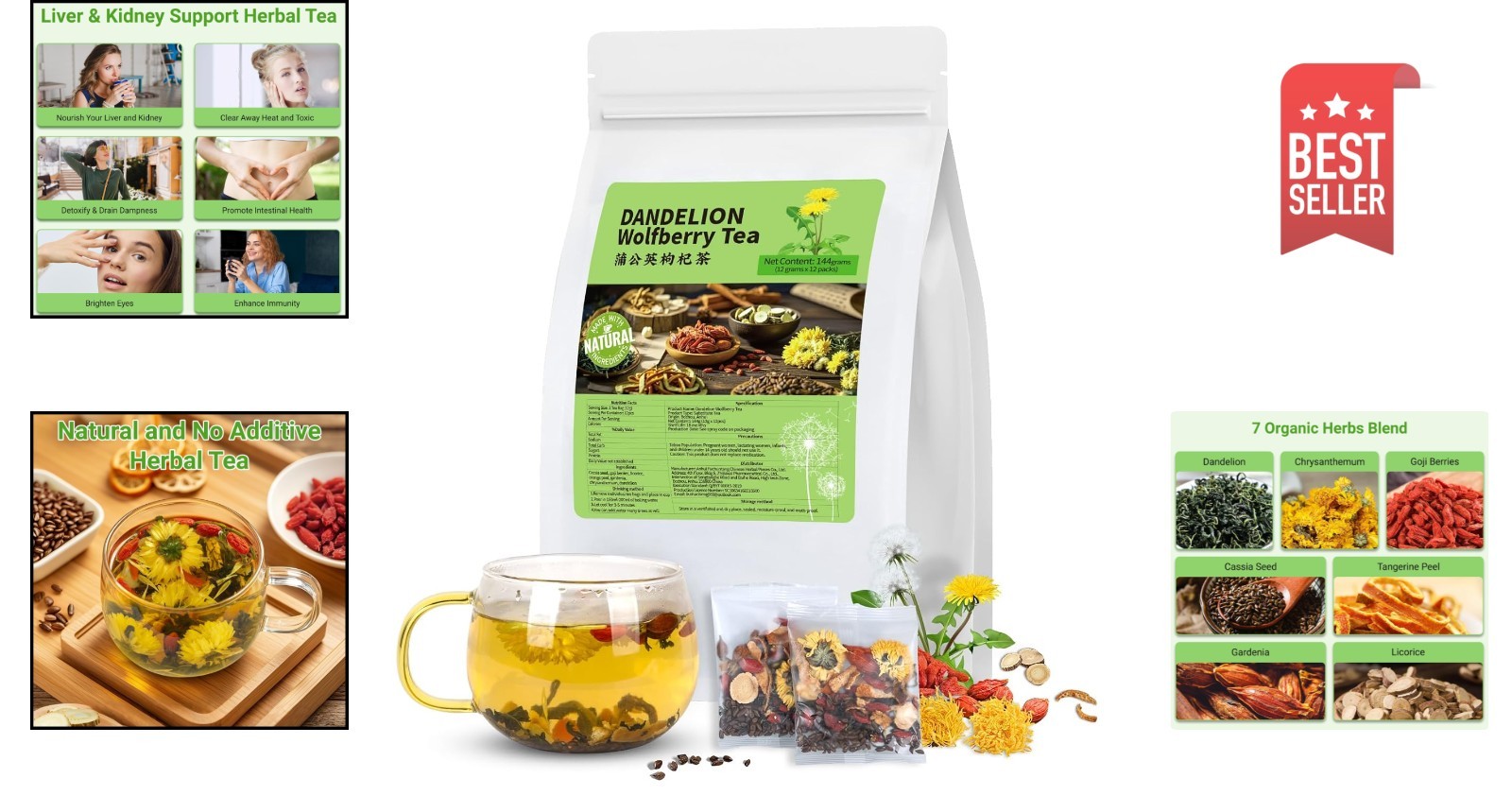Dandelion Wolfberry Herbal Tea – 7 Natural Ingredients for Kidney & Liver Health
