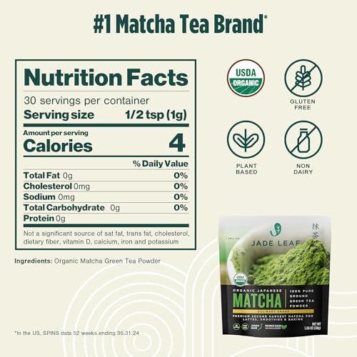 Matcha Organic Green Tea Powder Culinary Grade Premium Resealable Pouch 1.06 oz