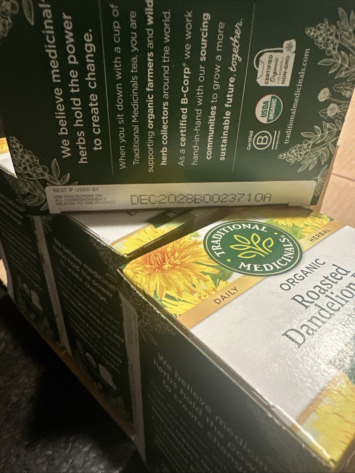 Traditional Medicinals Org Roasted Dandelion Root Herbal 16 Tea Bags (6 Pack)