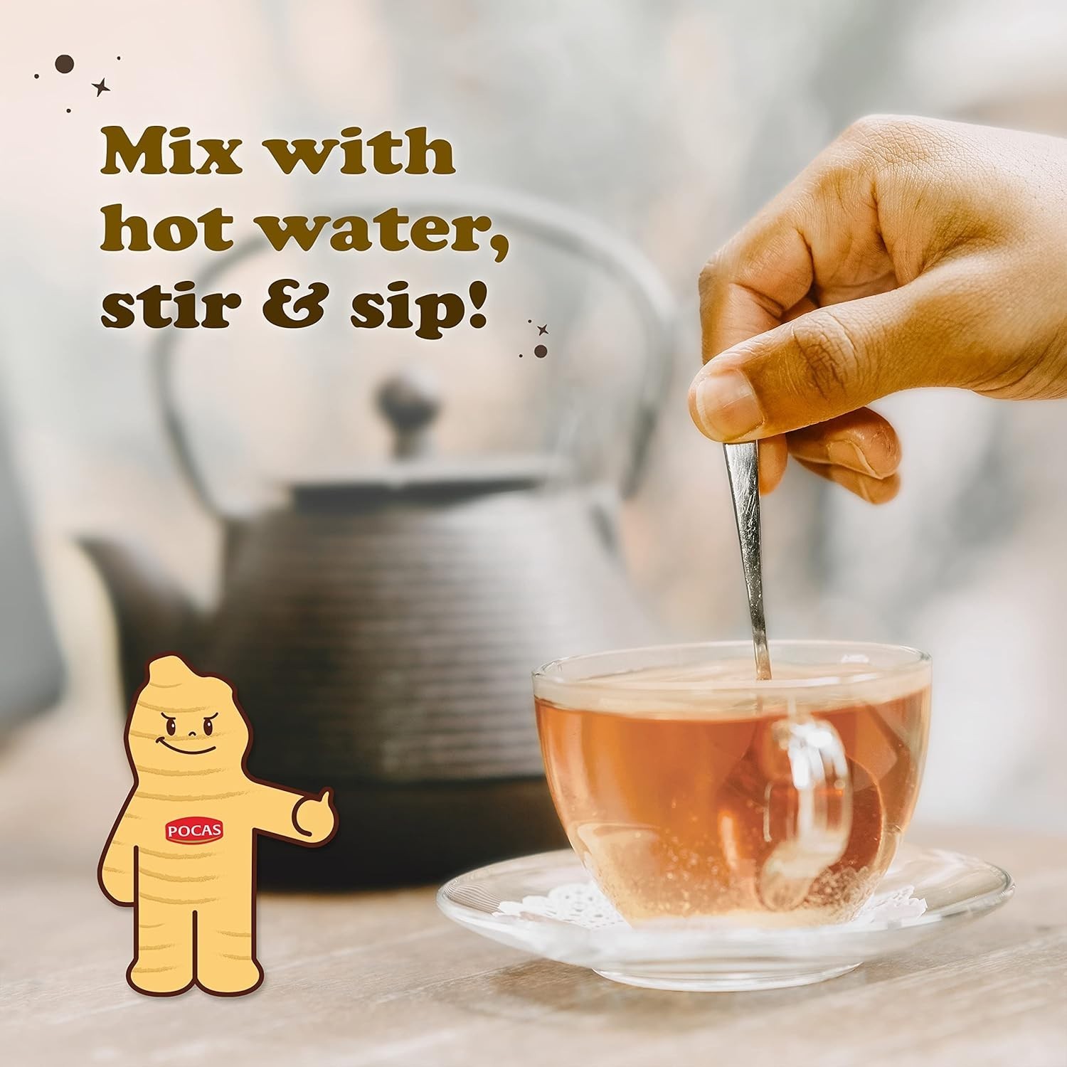 Caffeine-Free Honey Ginger Tea Crystals – 40 Packets for Instant Enjoyment