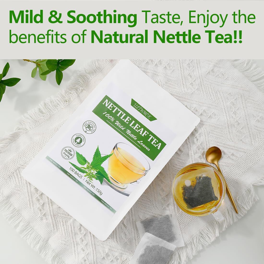 Premium 100 Stinging Nettle Leaf Tea Bags, Made with 100% Wild Nettle Leaves，…