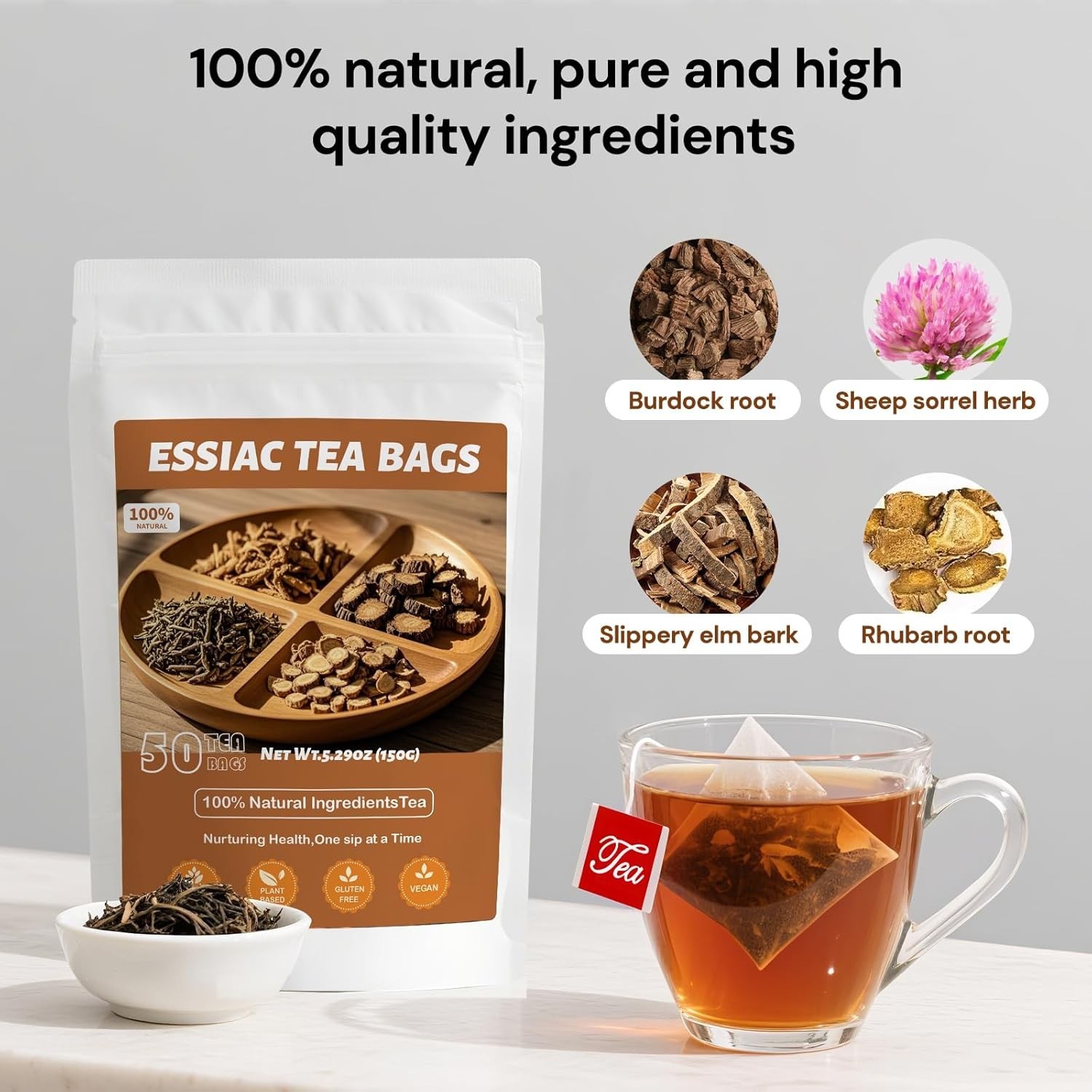 Essiac Tea, Premium Essiac Wellness Herbal Tea Bags with Slippery Elm Bark,