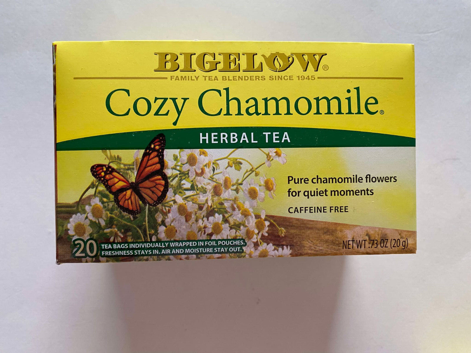 (Lot of 4 ) Bigelow Cozy Chamomile Herbal Tea ( 20 bags each box ) EXP:03/2027