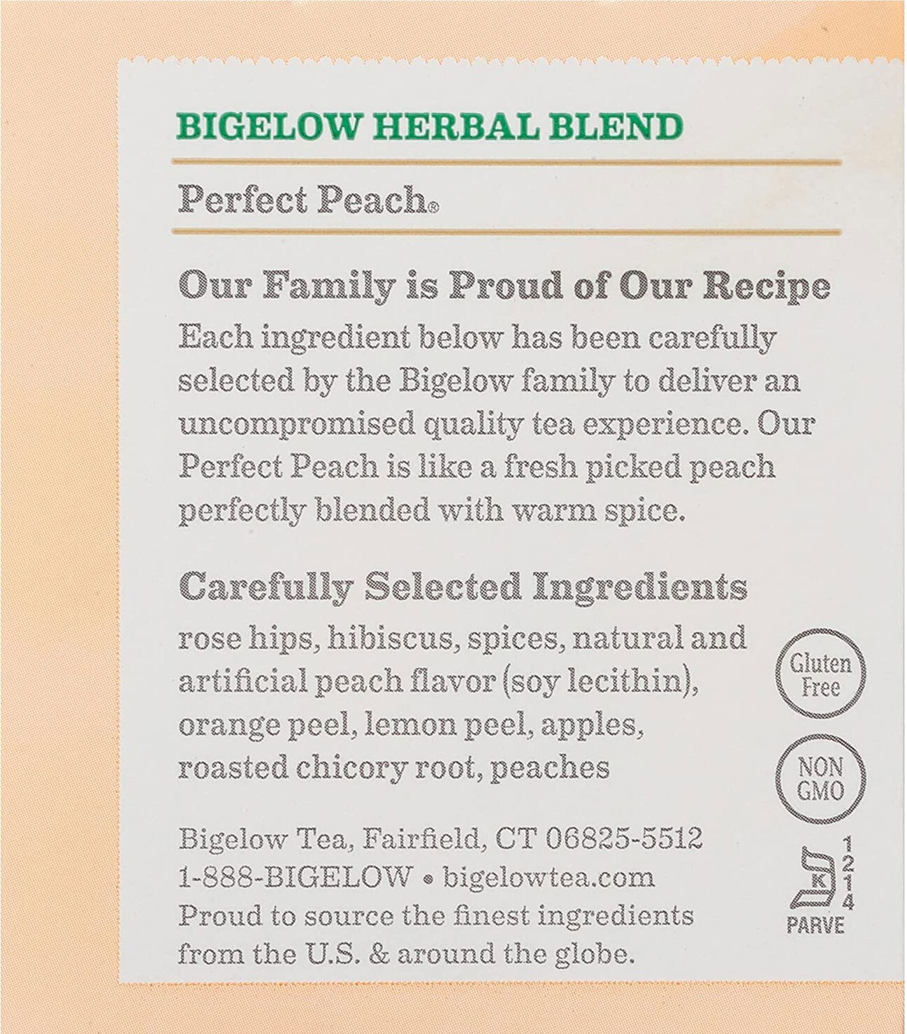 Bigelow Perfect Peach Herbal Tea – 20 tea bags